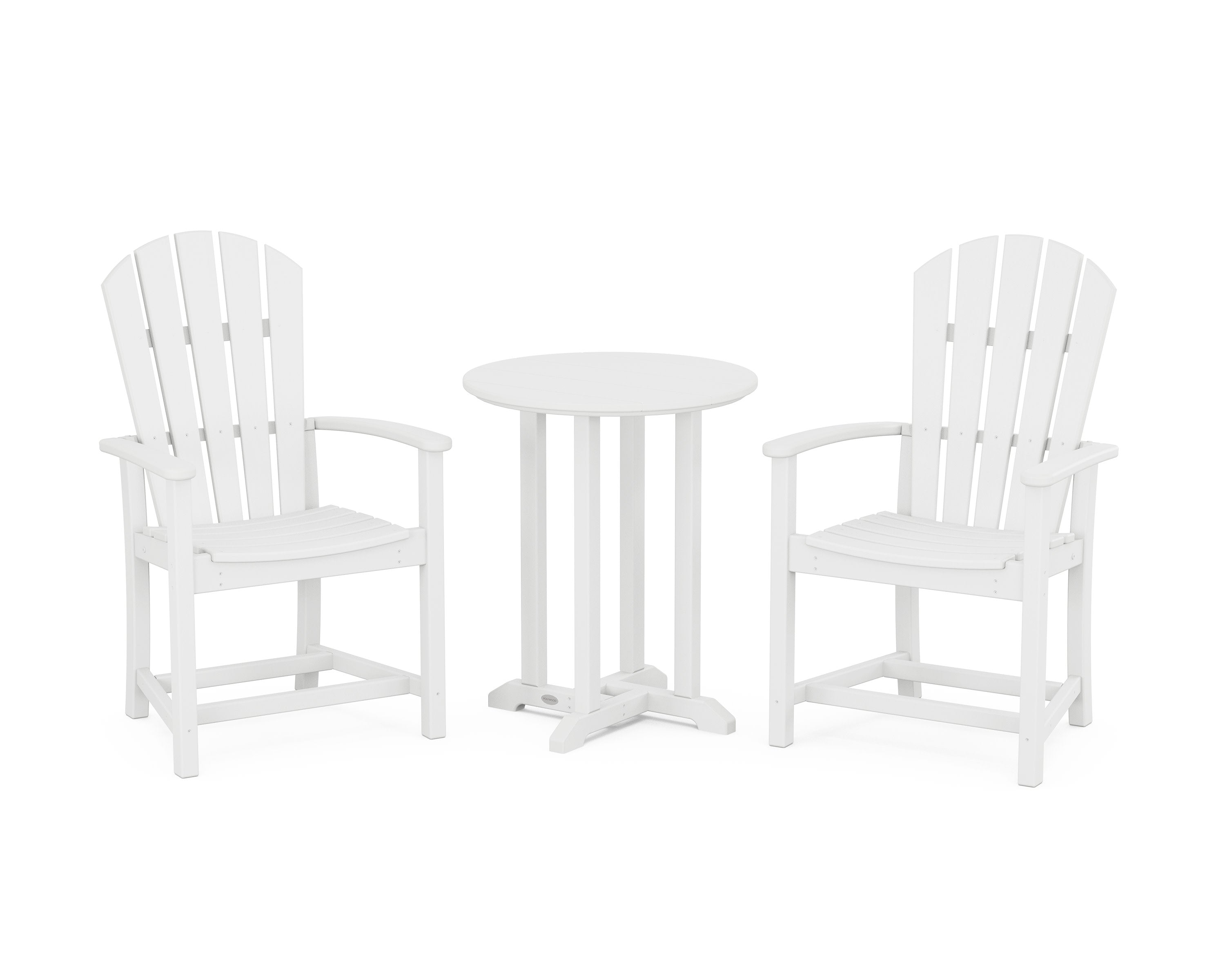 Palm Coast 3-Piece Round Farmhouse Bistro Dining Set in White