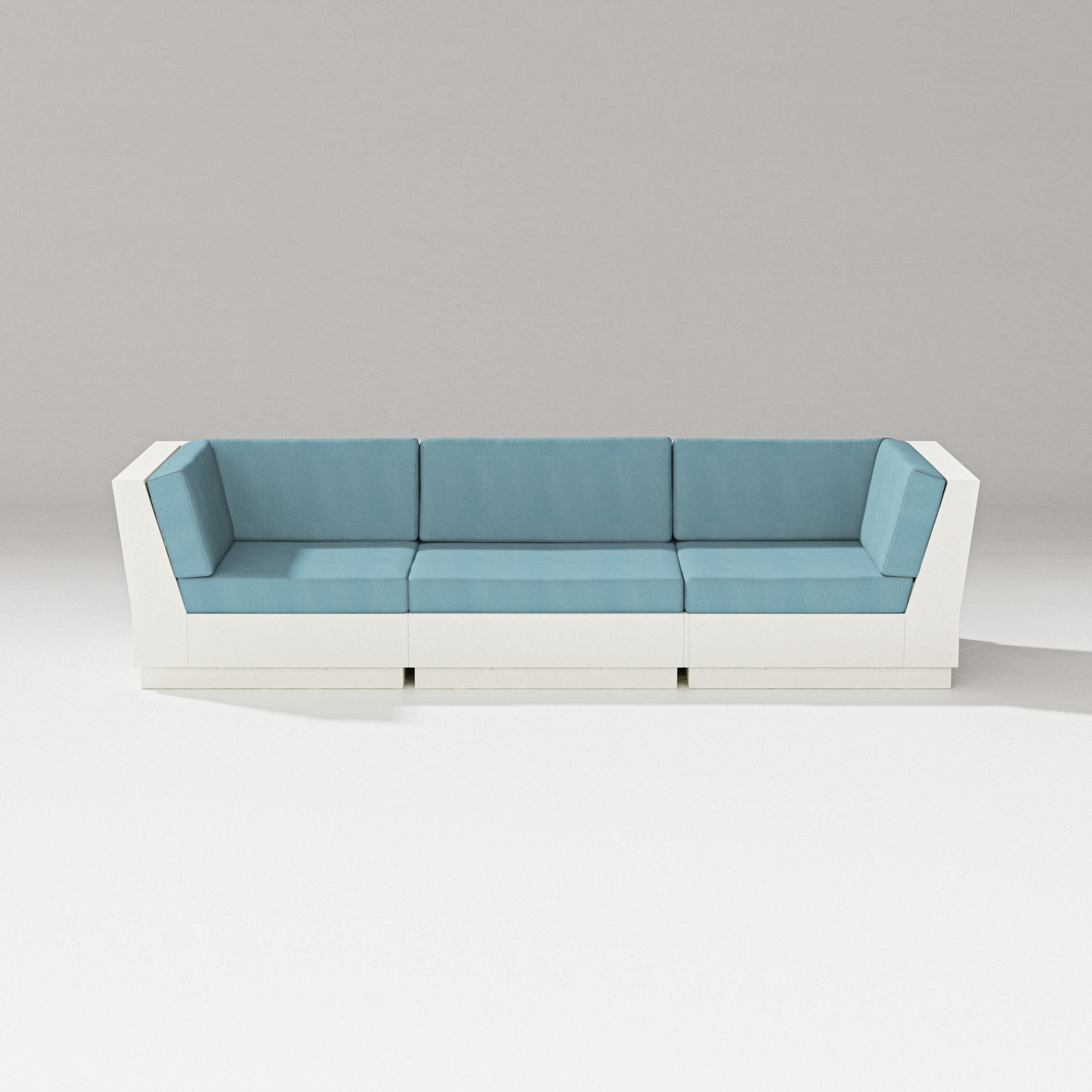Elevate Sofa Sectional in Vintage White / Lattice Sky Blue