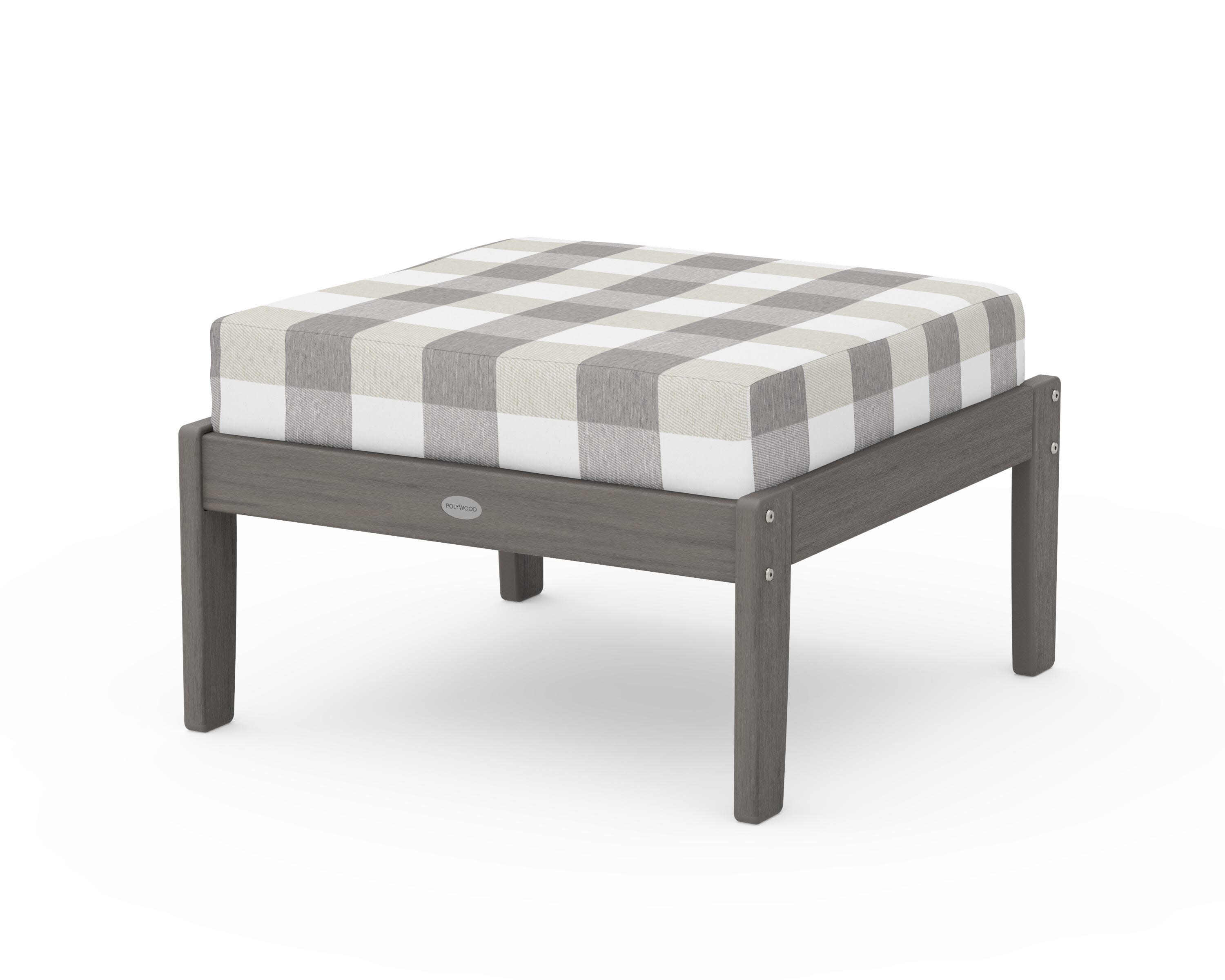 Braxton Deep Seating Ottoman in Driftwood / Buffalo Plaid Grey Mist