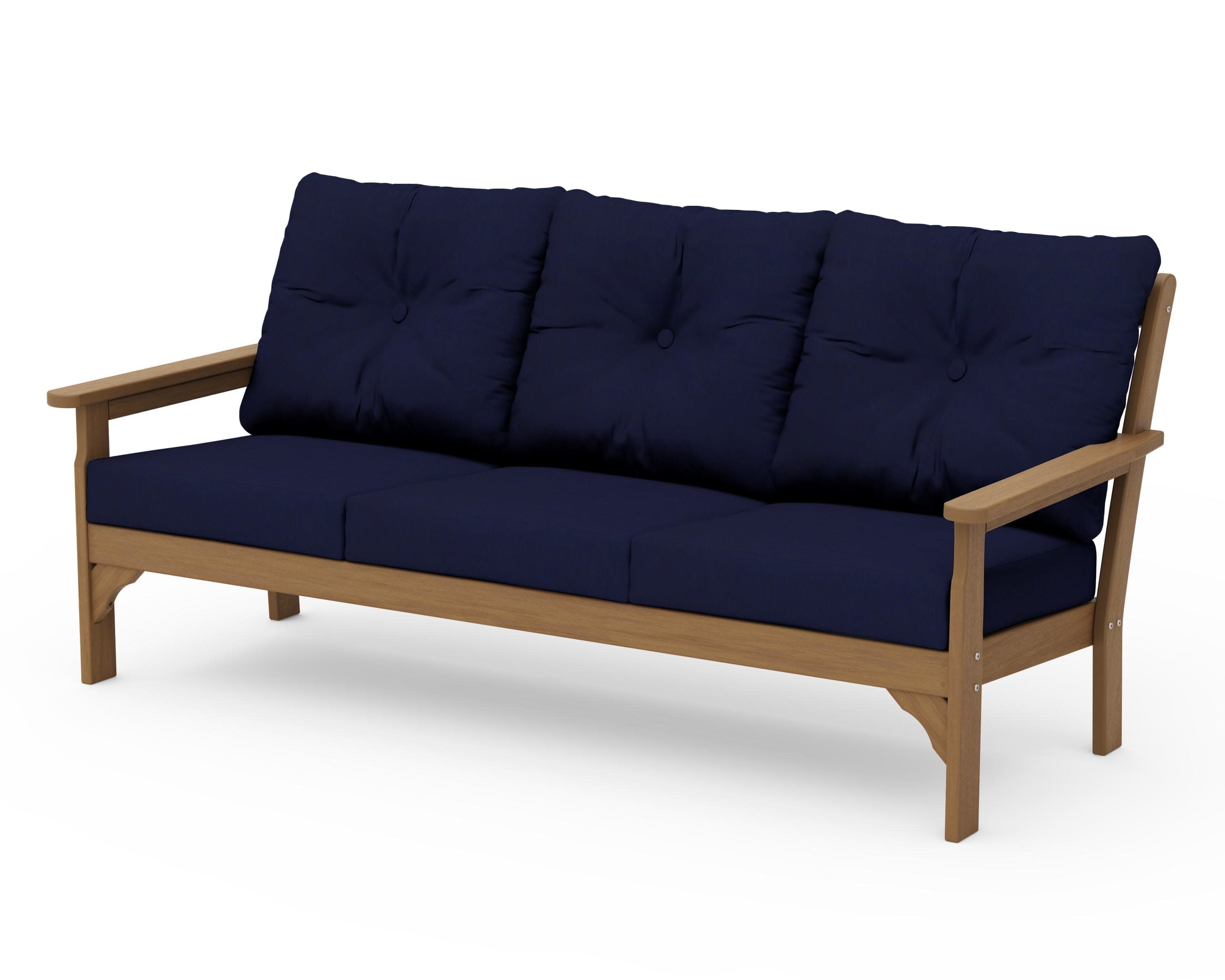 Vineyard Deep Seating Sofa in Natural / Navy