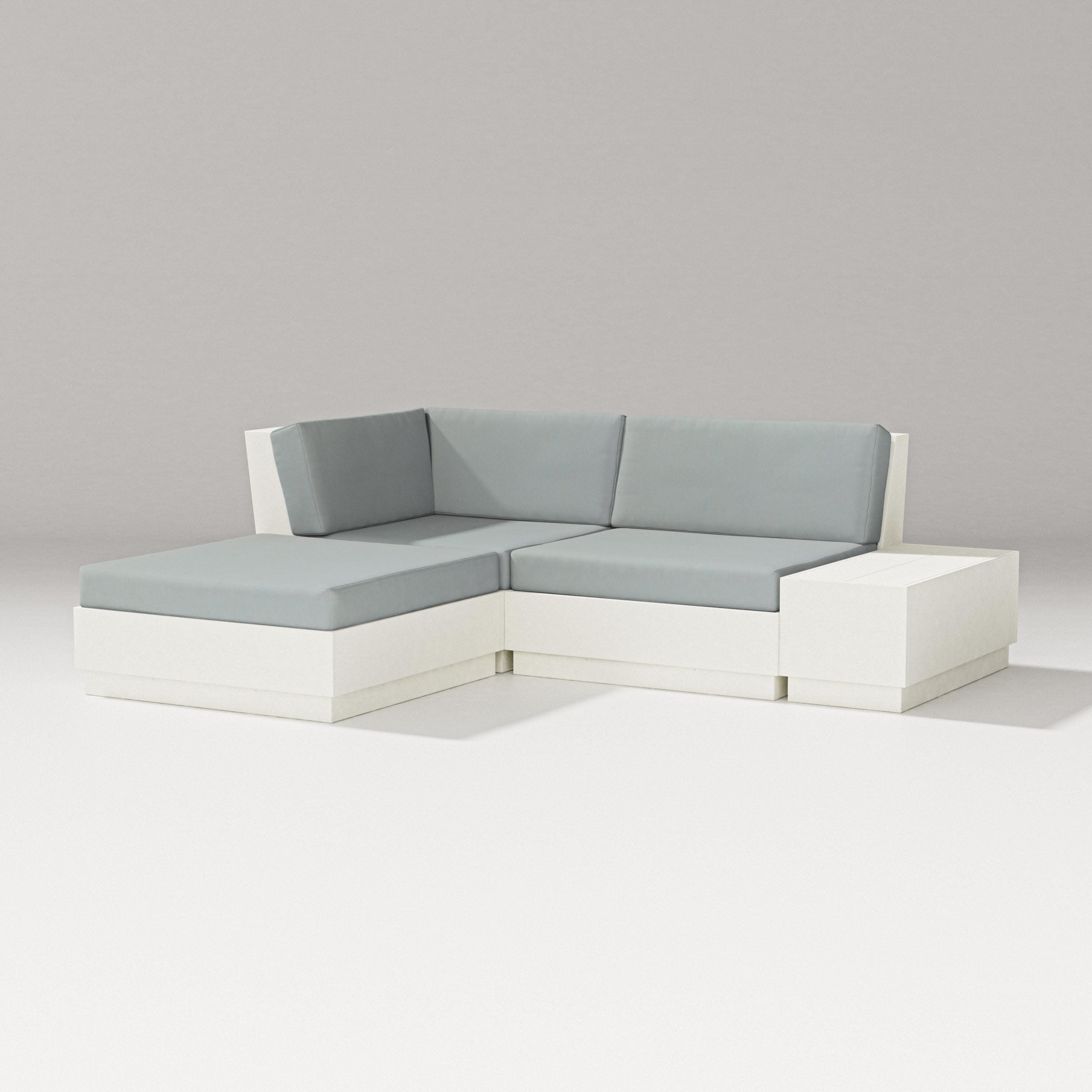 Elevate Loveseat Sectional with Chaise in Vintage White / Spa