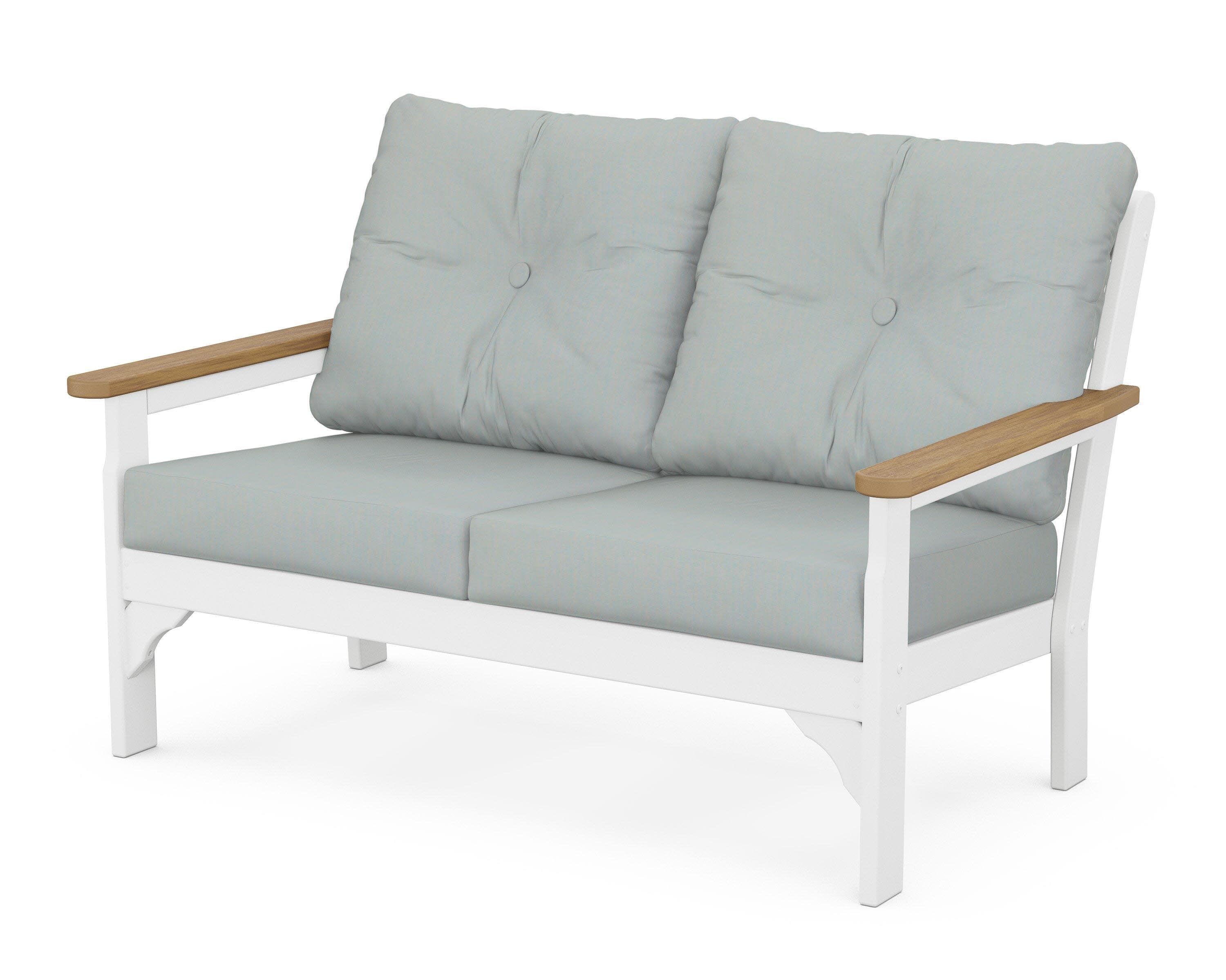 Vineyard Deep Seating Loveseat in White / Natural / Spa