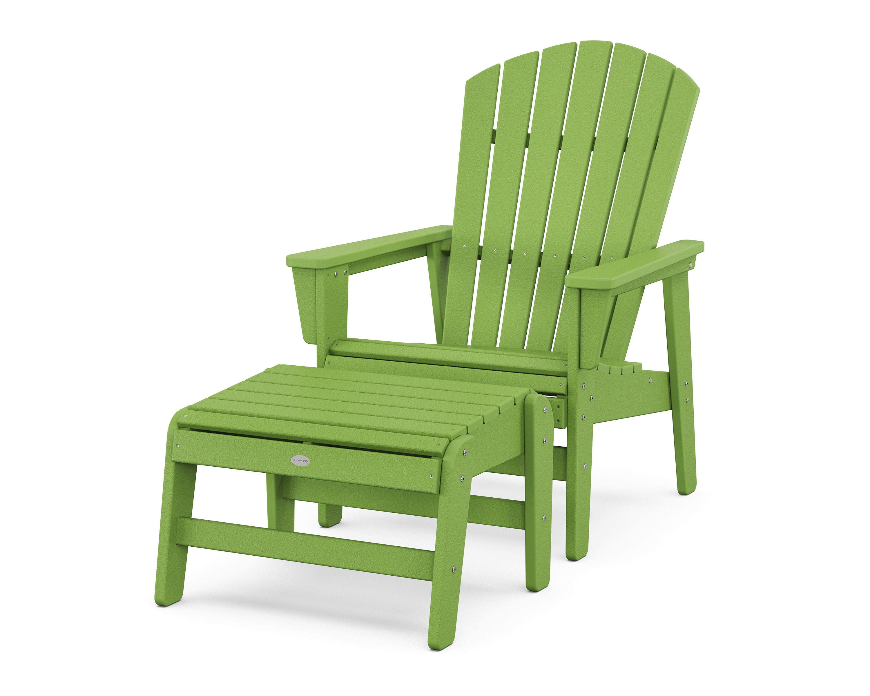 Nautical Grand Upright Adirondack Chair with Ottoman in Lime