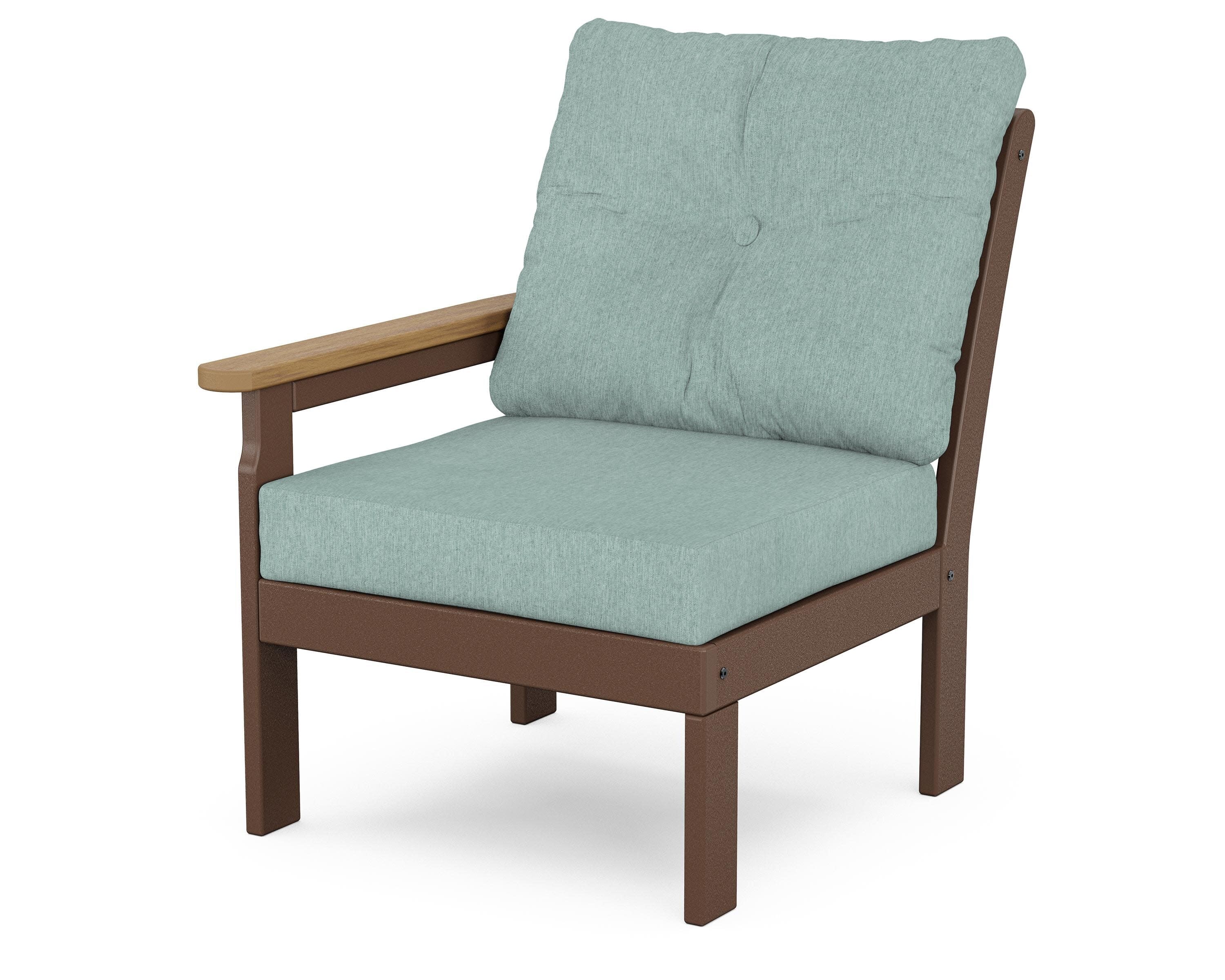 Vineyard Modular Left Arm Chair in Mahogany / Natural / Glacier Spa