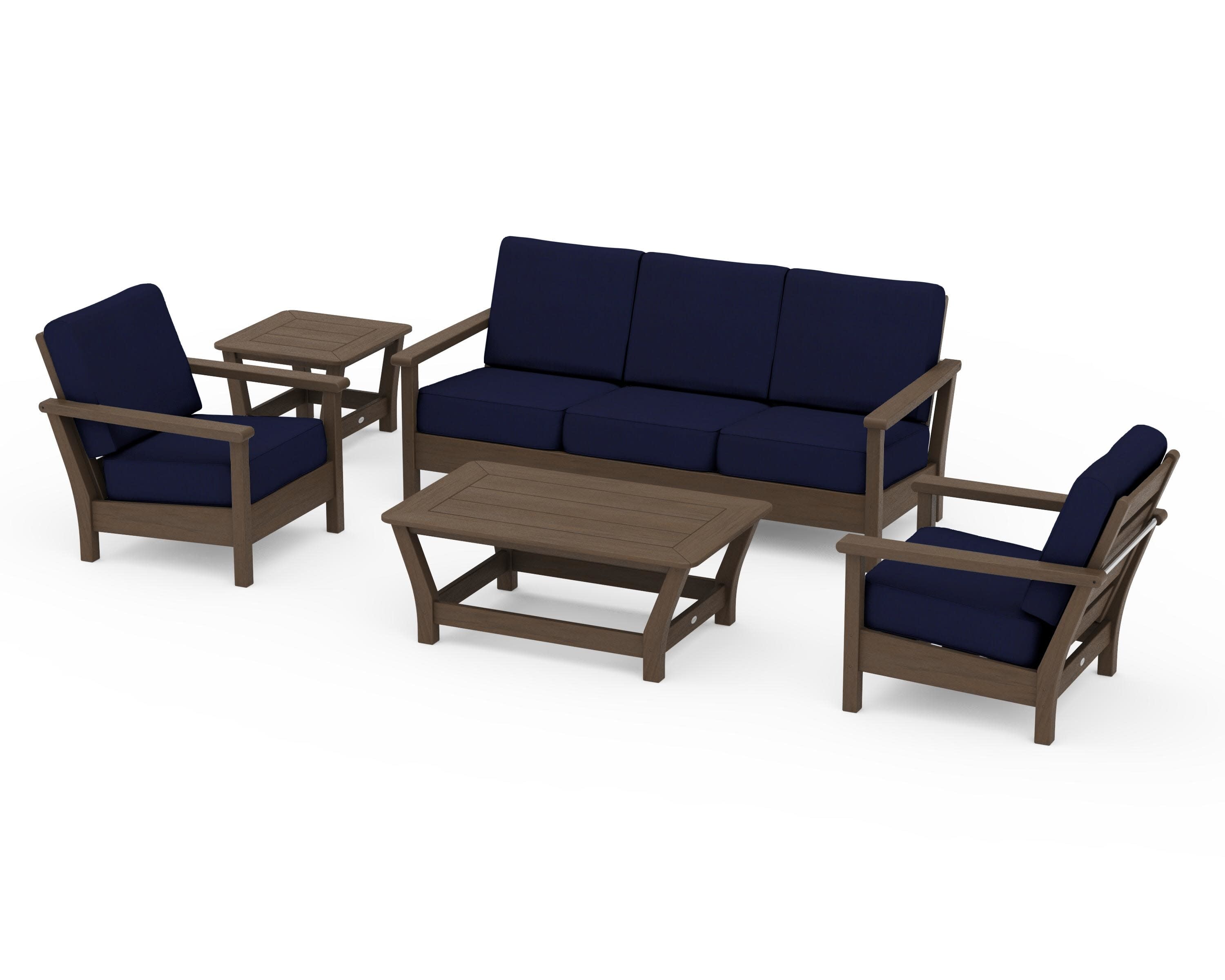 Harbour 5-Piece Deep Seating Set in Kona / Navy
