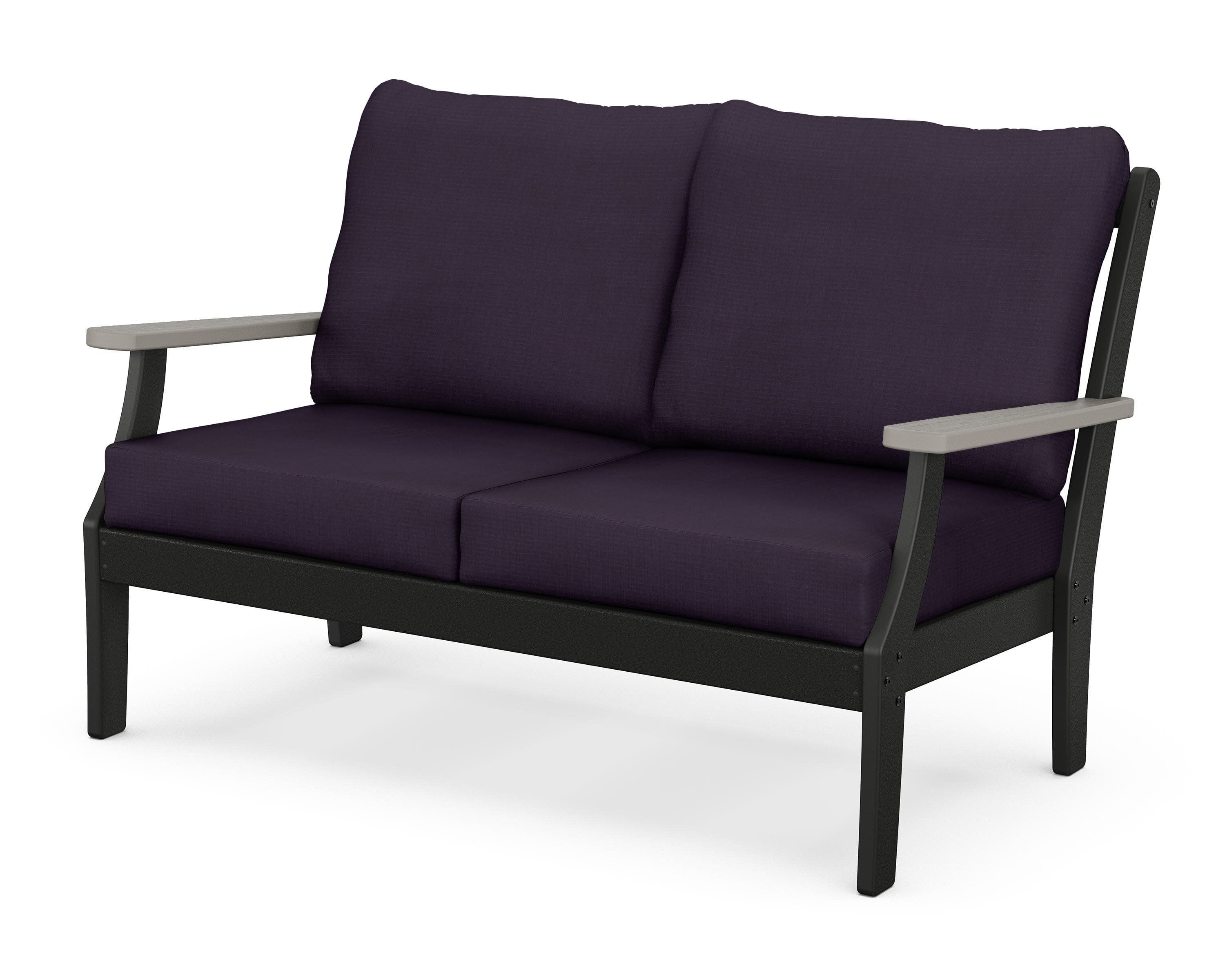 Braxton Deep Seating Loveseat in Black / Driftwood / Navy Linen