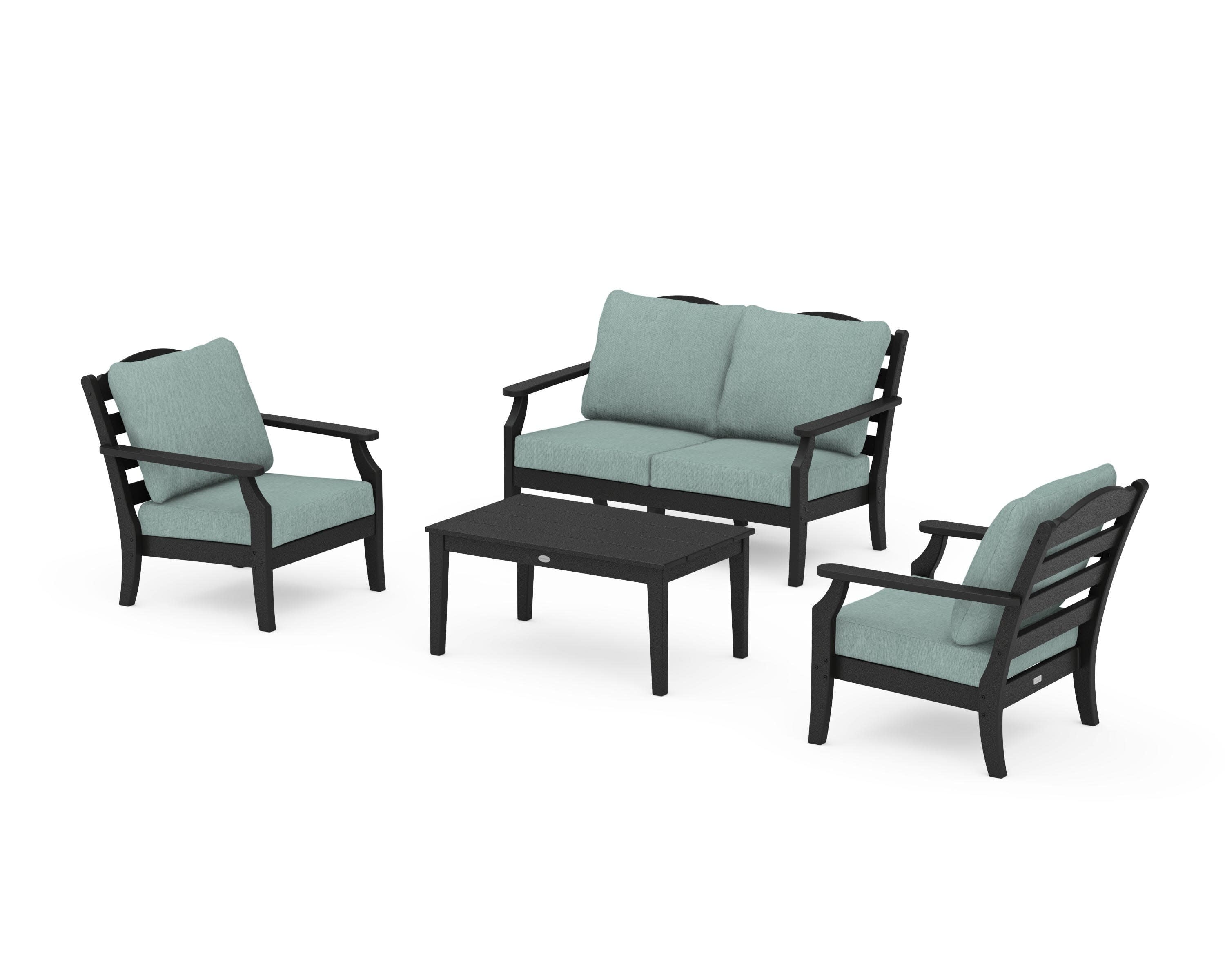 Savannah 4-Piece Deep Seating Set with Loveseat in Black / Glacier Spa