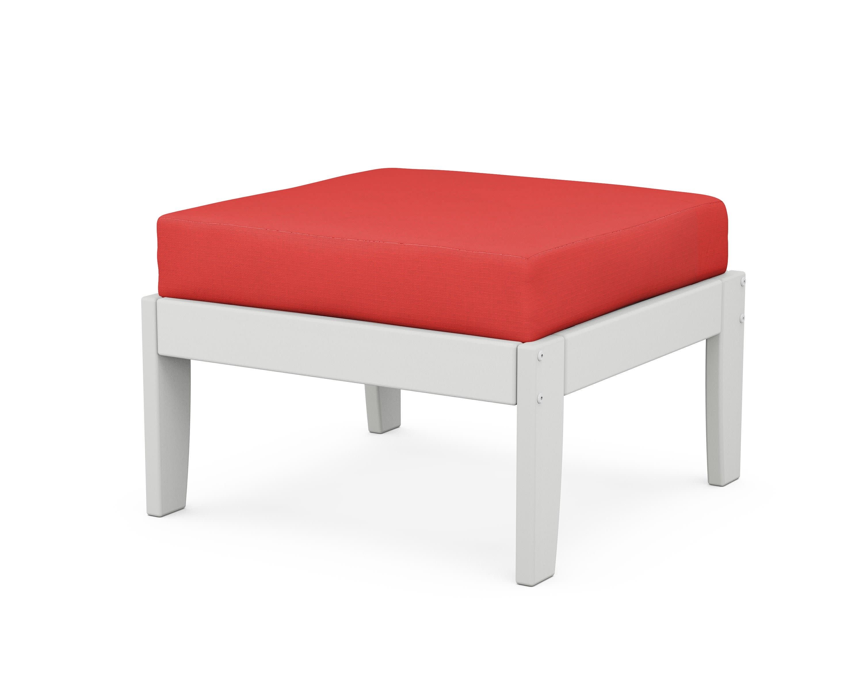 Modular Ottoman - Classic in White / Crimson Linen