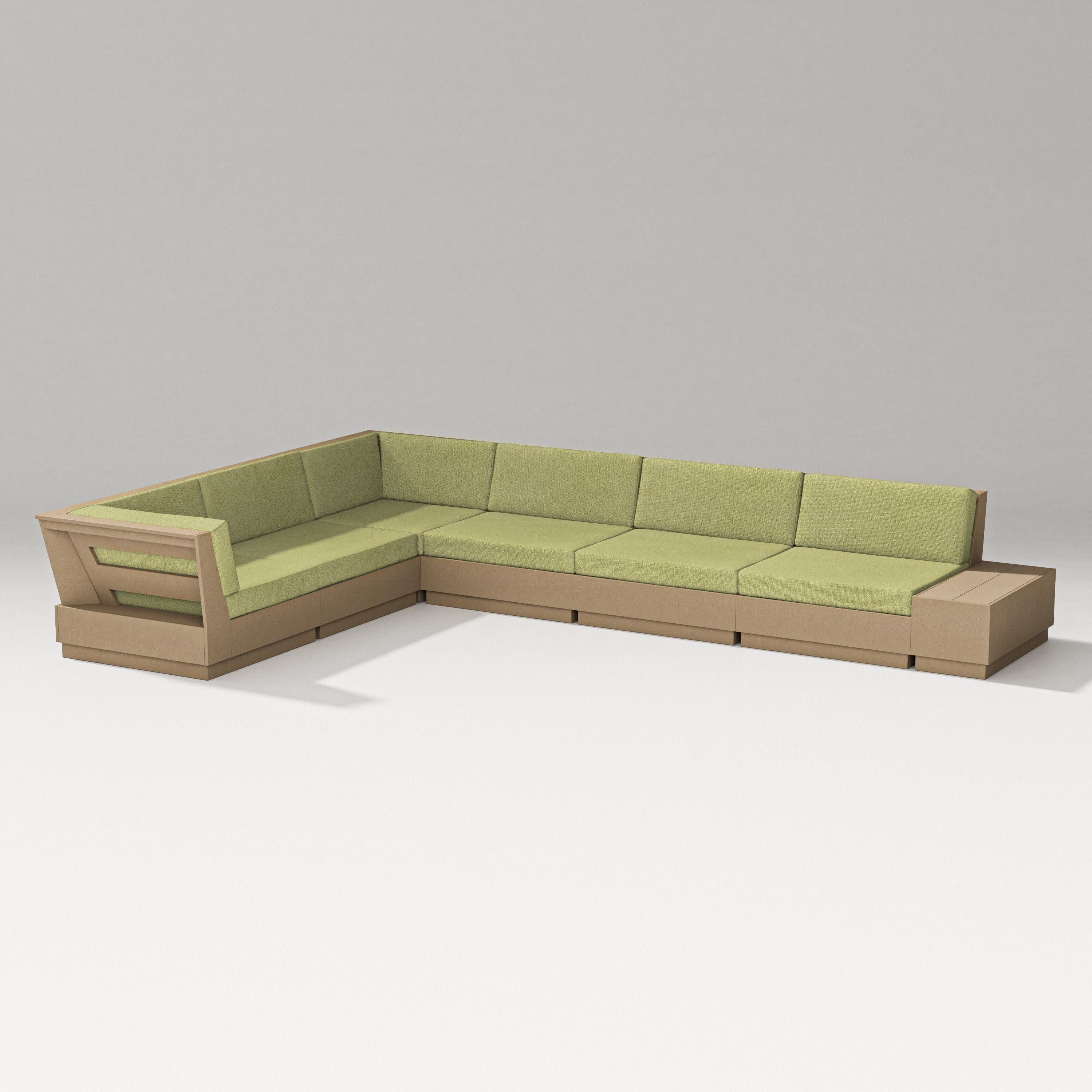 Elevate 7-Piece Corner Sectional in Vintage Sahara / Chartreuse Boucle
