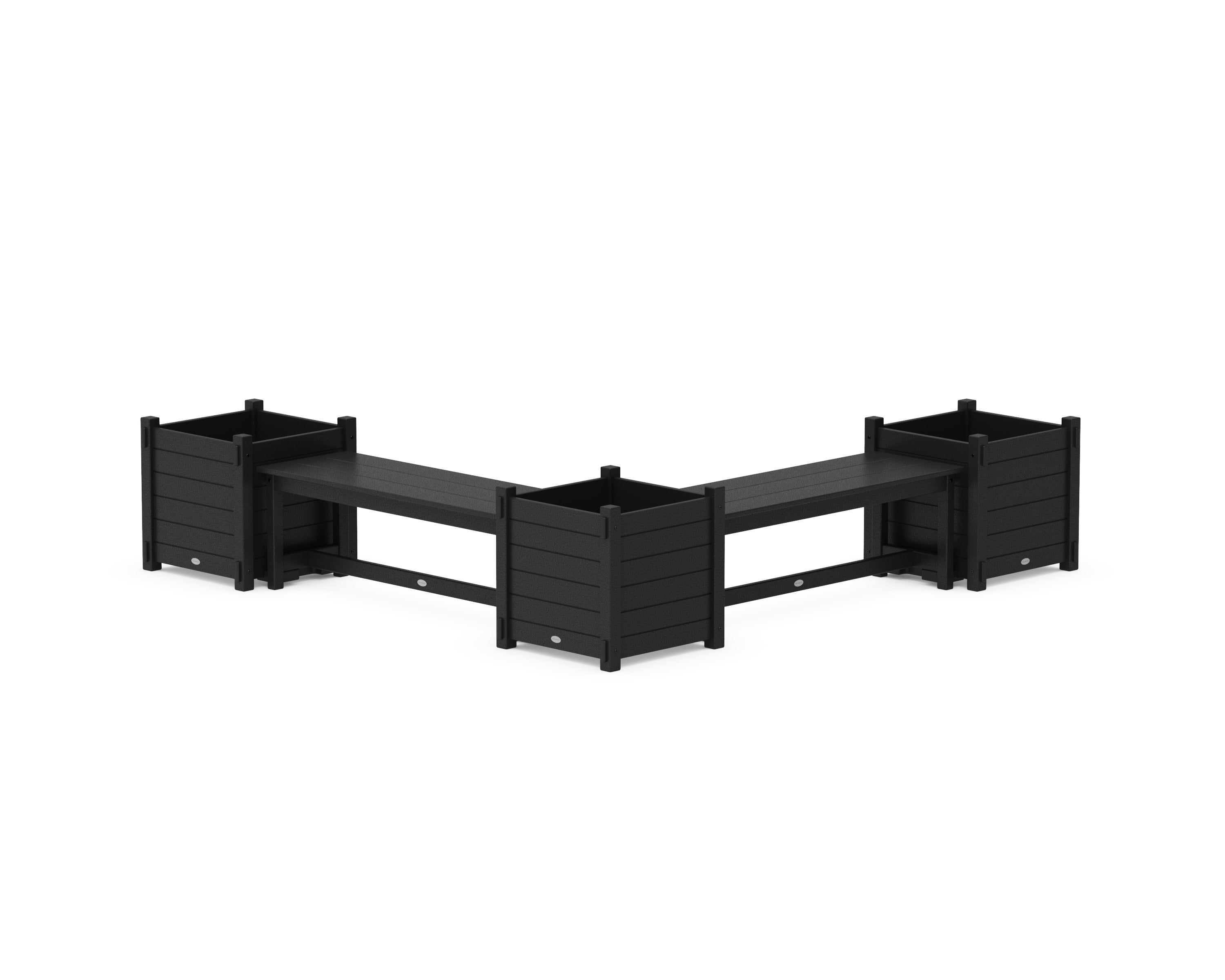 48" Nautical L- Shaped Planter Bench Corner Set - Large in Black
