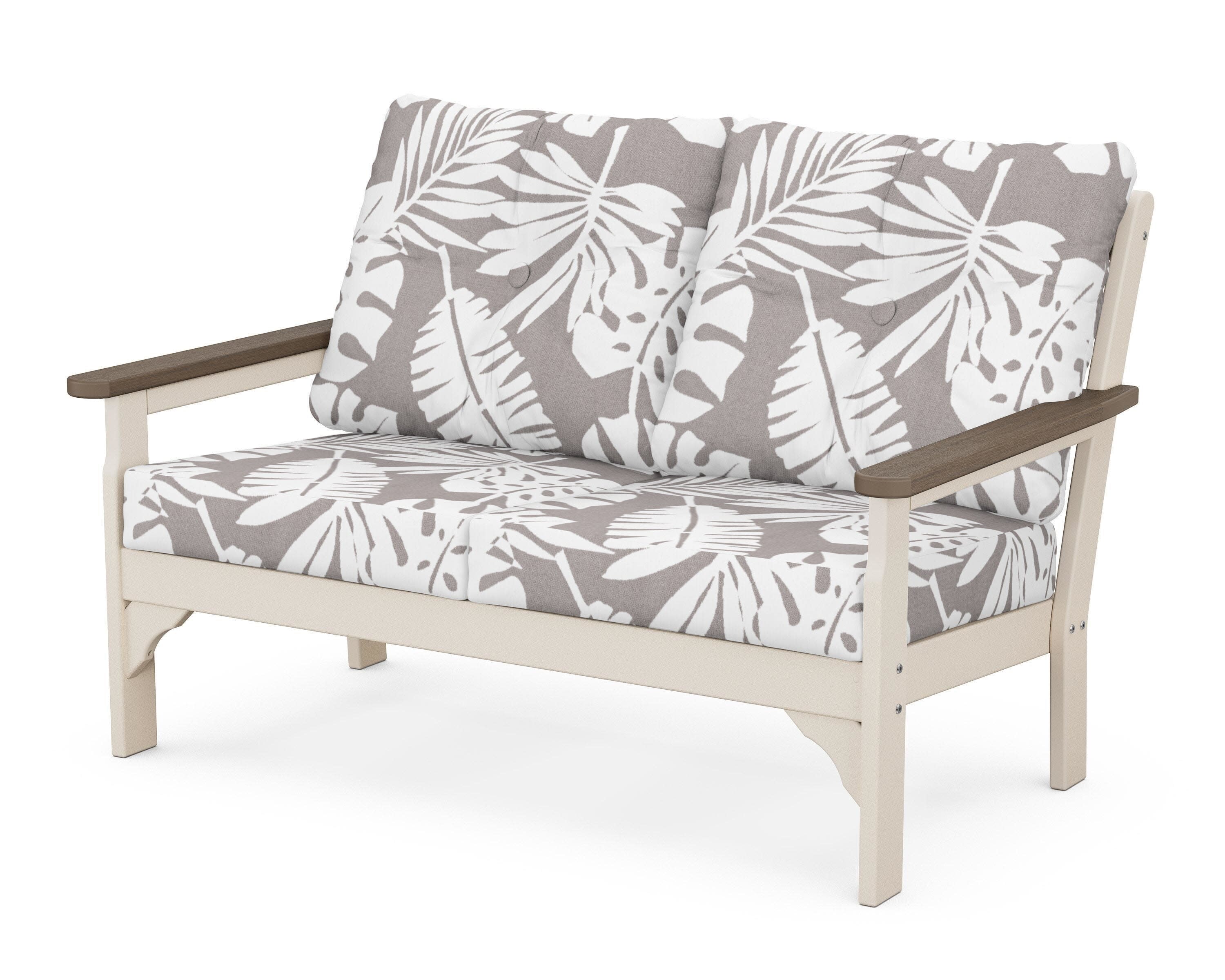 Vineyard Deep Seating Loveseat in Sand / Kona / Leaf Grey Mist