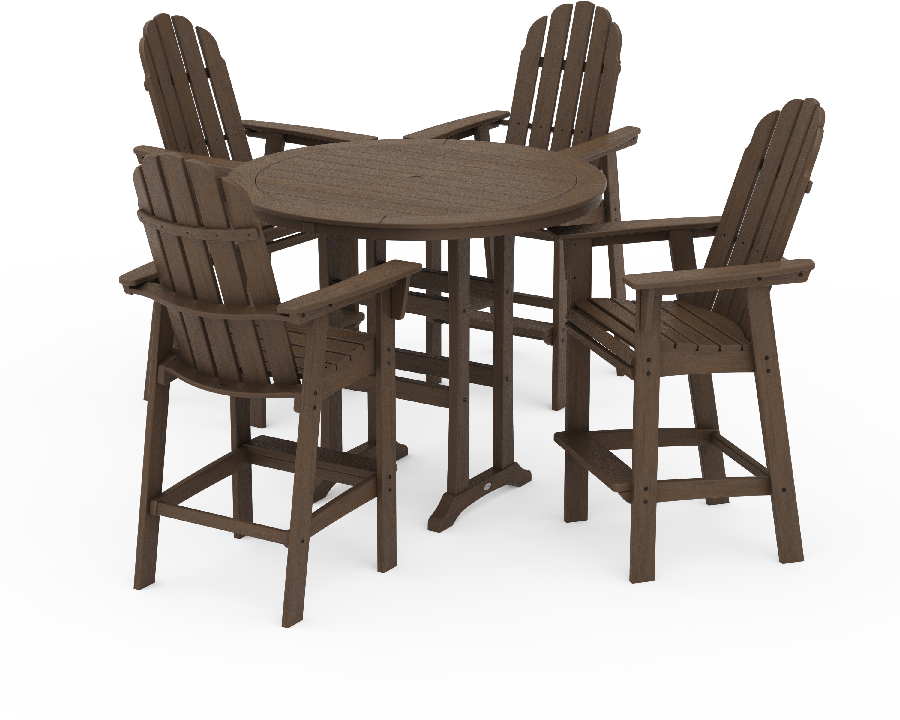 Vineyard Curveback Adirondack 5-Piece Nautical Trestle Bar Set in Kona