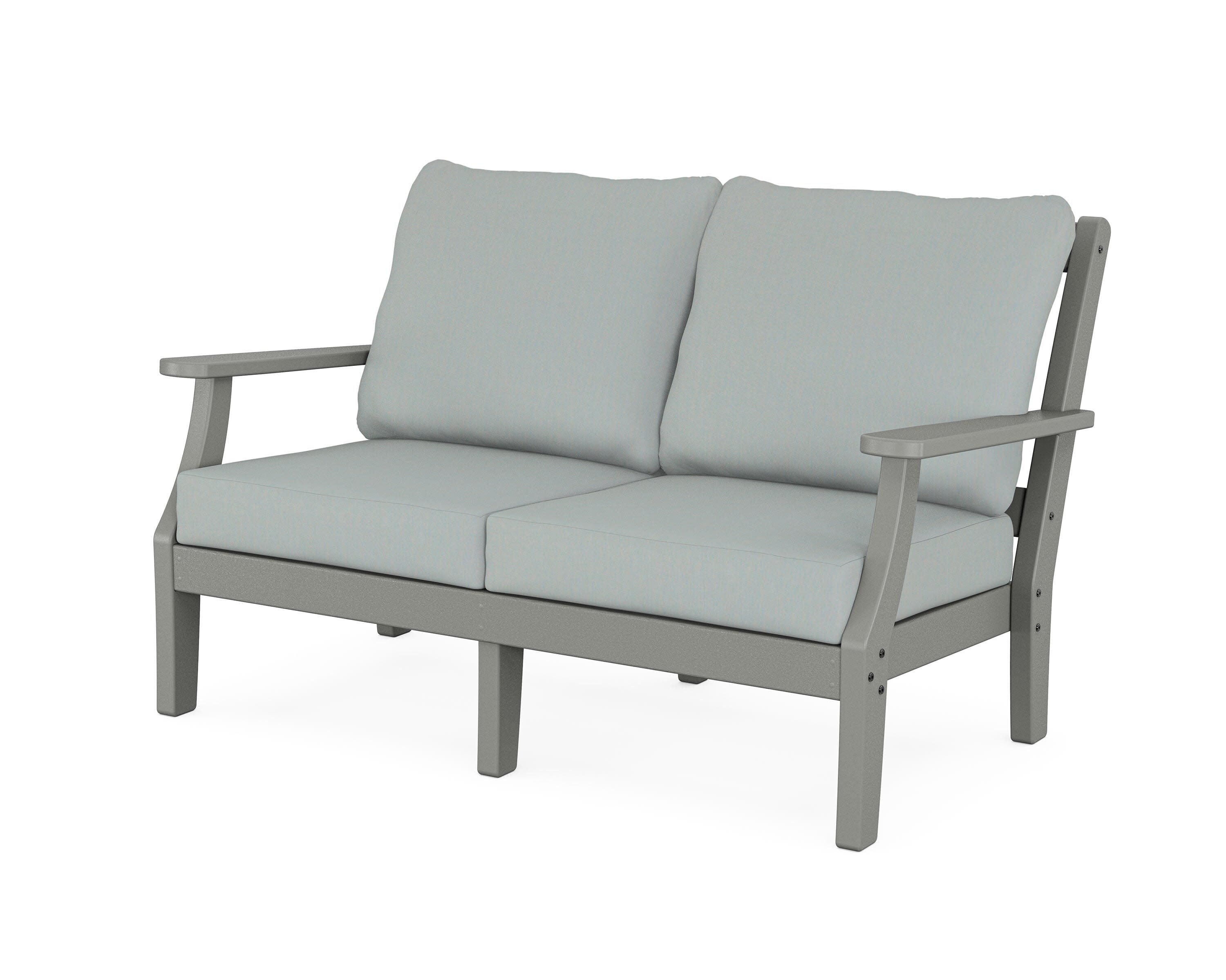 Chinoiserie Deep Seating Loveseat in Slate Grey / Spa