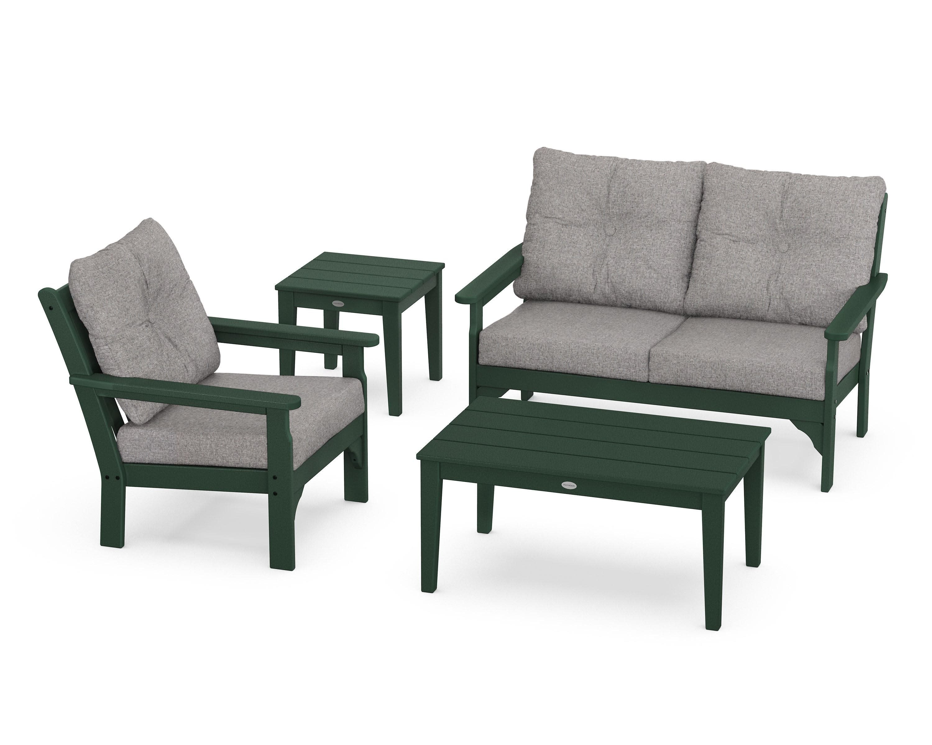 Vineyard 4-Piece Deep Seating Set in Green / Grey Mist