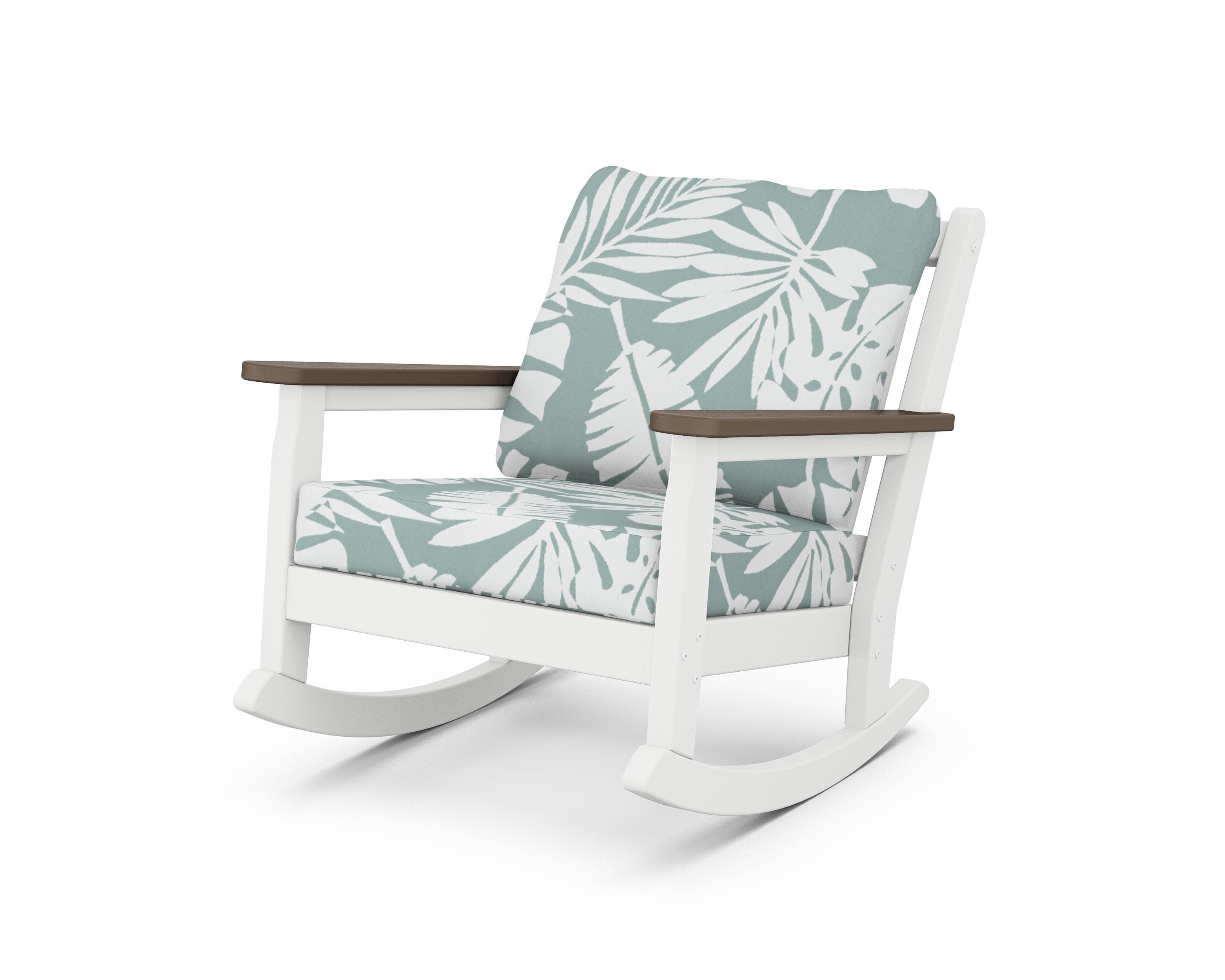 Chippendale Deep Seating Rocking Chair in White / Kona / Leaf Glacier Spa