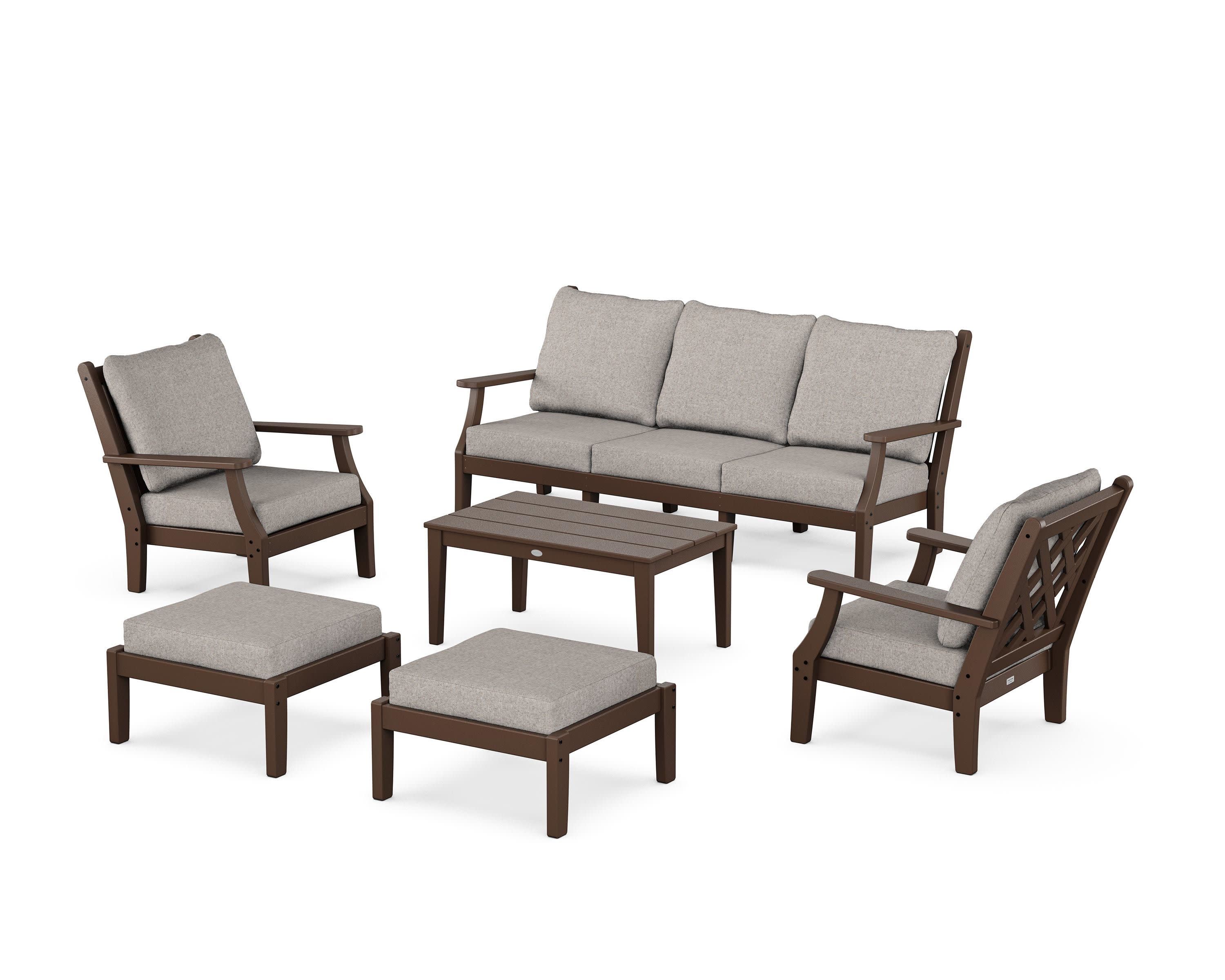 Wovendale 6-Piece Lounge Sofa Set in Mahogany / Weathered Tweed