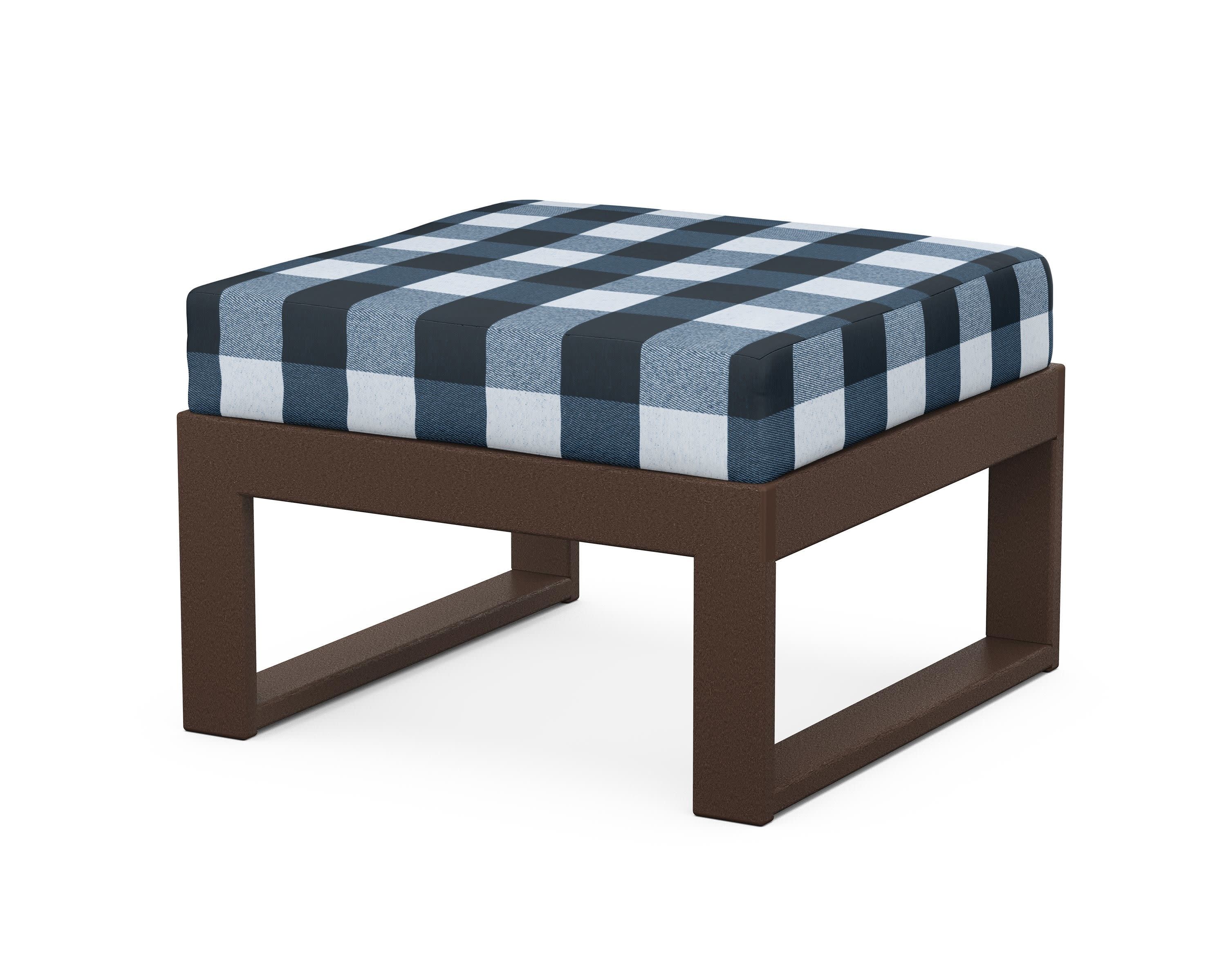 Modular Ottoman - Modern in Mahogany / Buffalo Plaid Marine Indigo