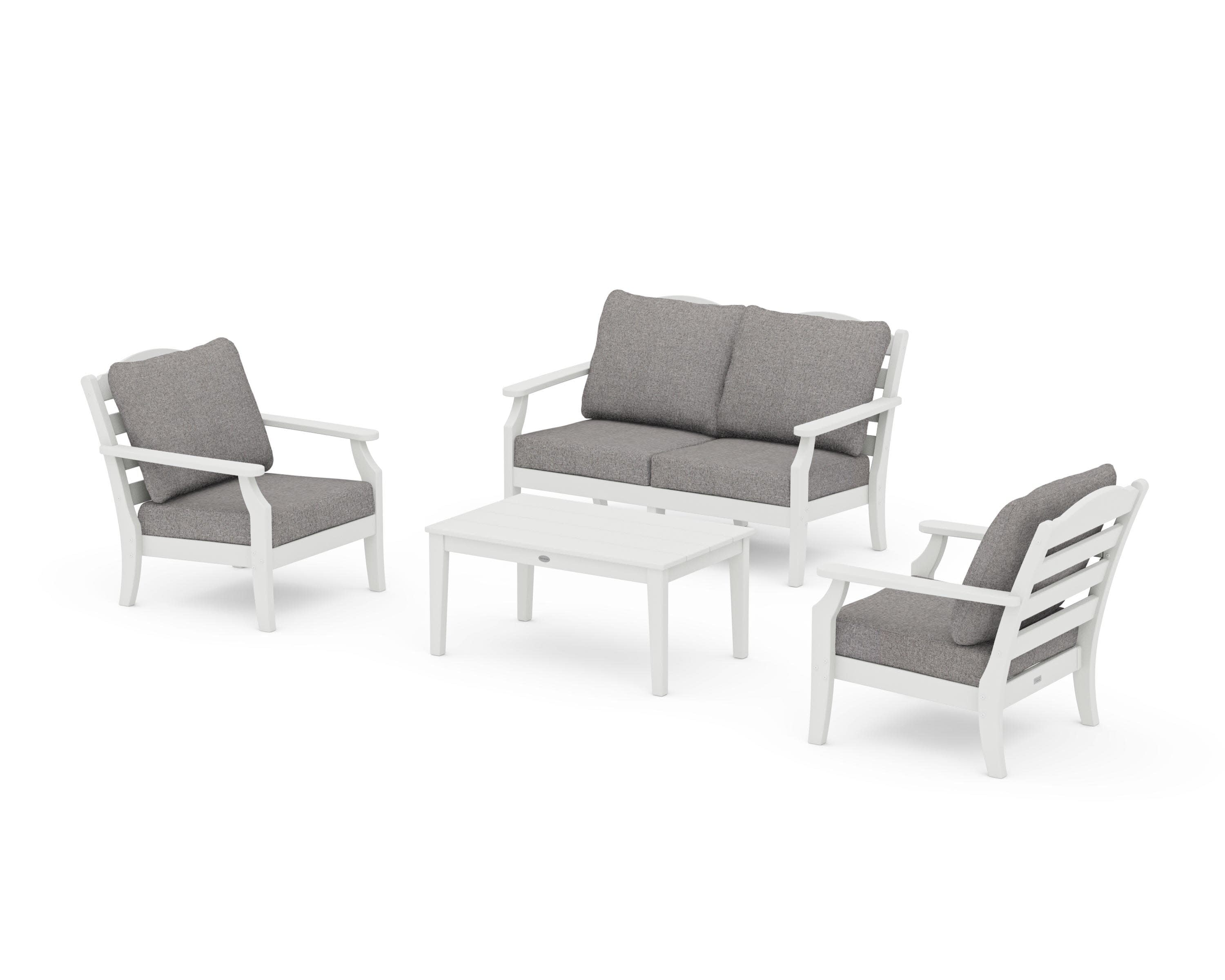 Savannah 4-Piece Deep Seating Set with Loveseat in Vintage White / Grey Mist
