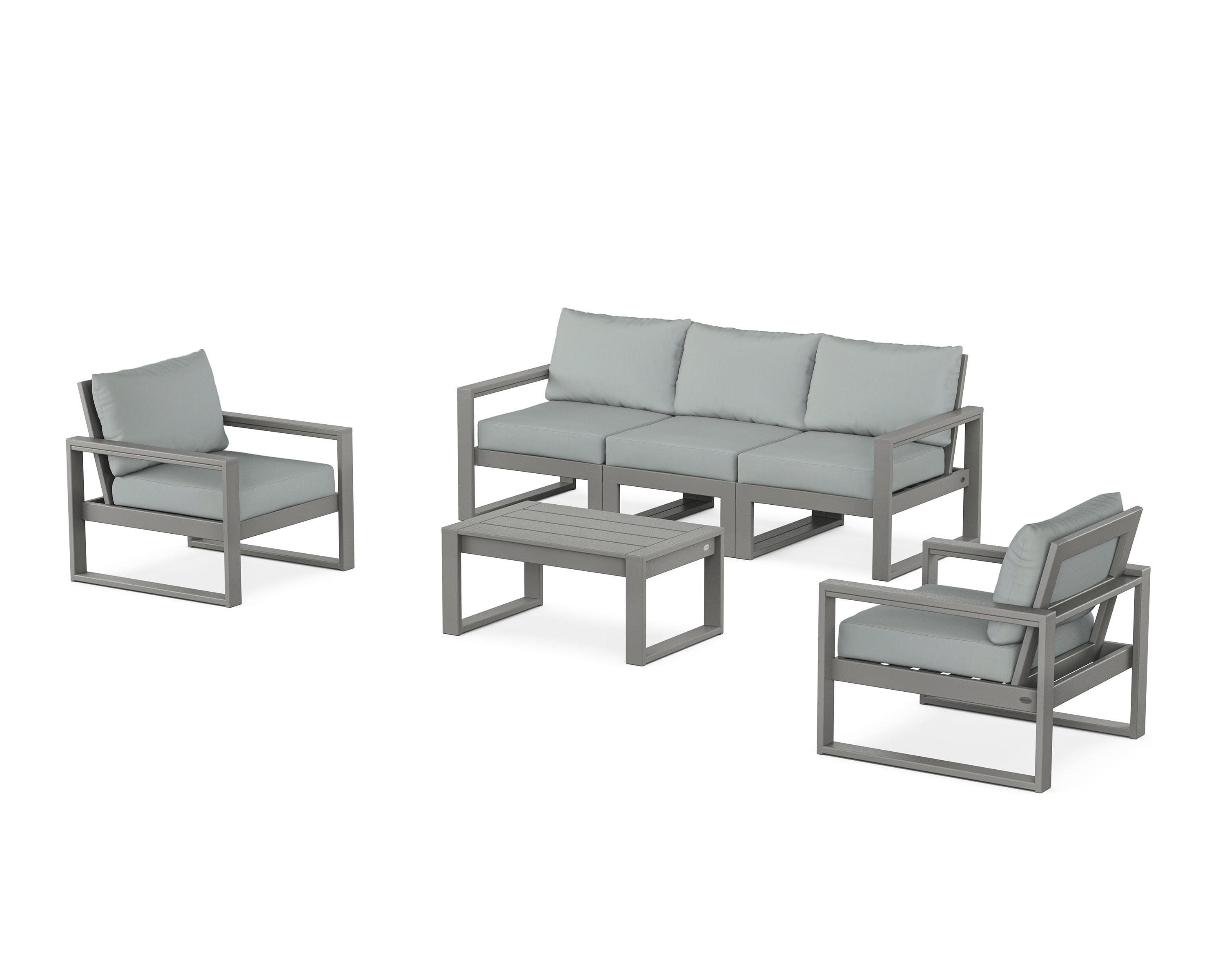 EDGE Sectional 4-Piece Deep Seating Set with Sofa in Slate Grey / Spa