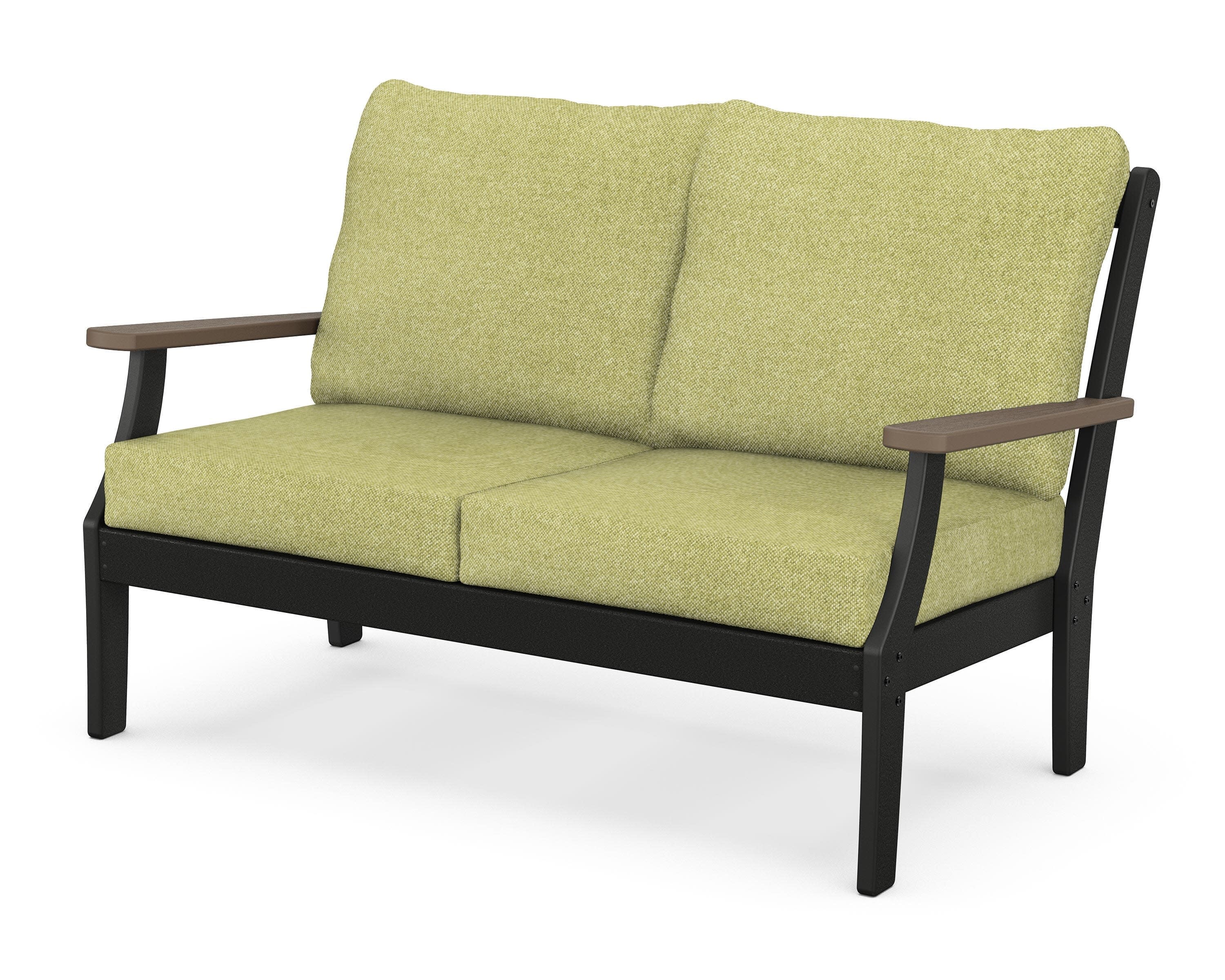 Braxton Deep Seating Loveseat in Black / Kona / Chartreuse Boucle