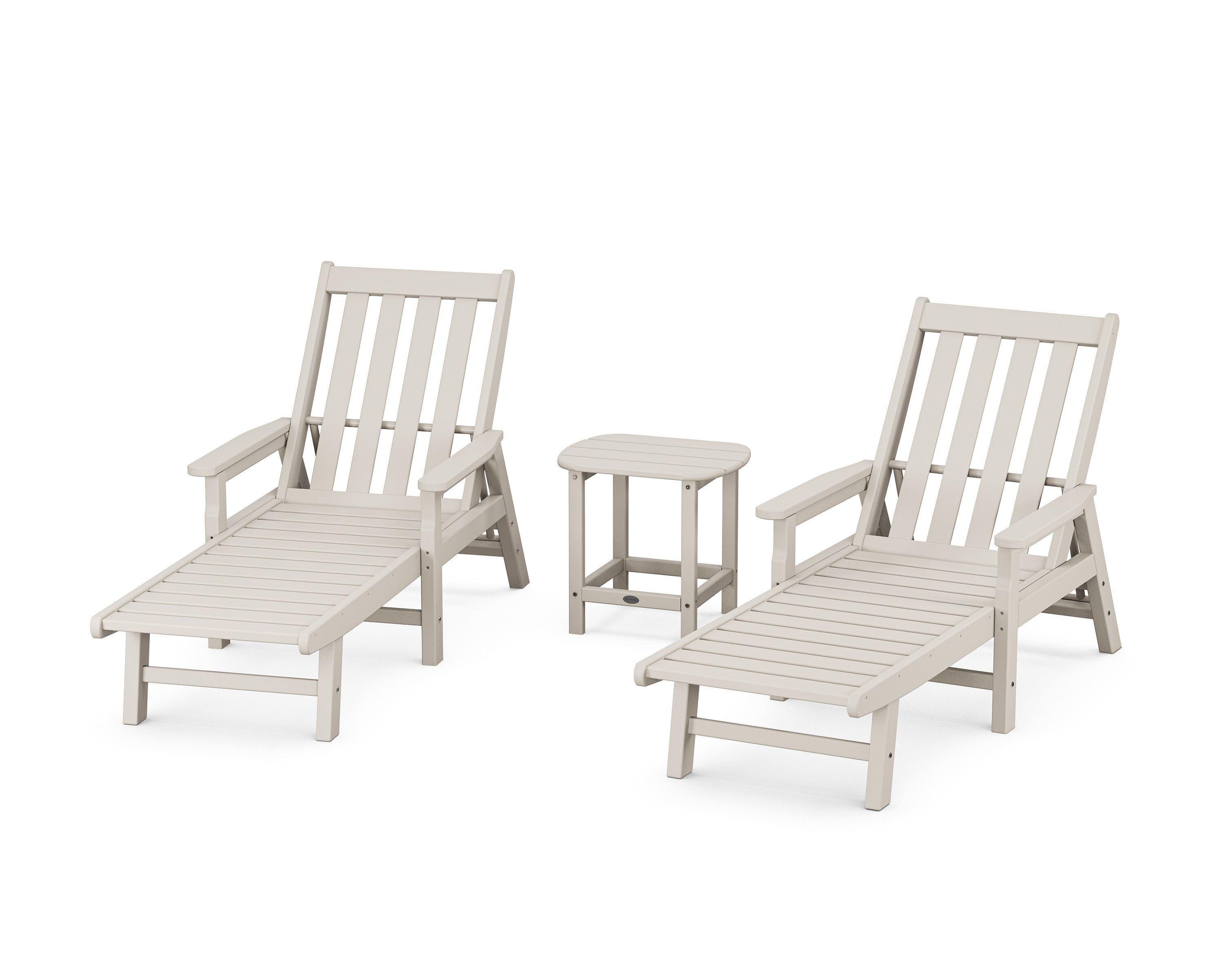 Vineyard 3-Piece Chaise with Arms Set in Sand