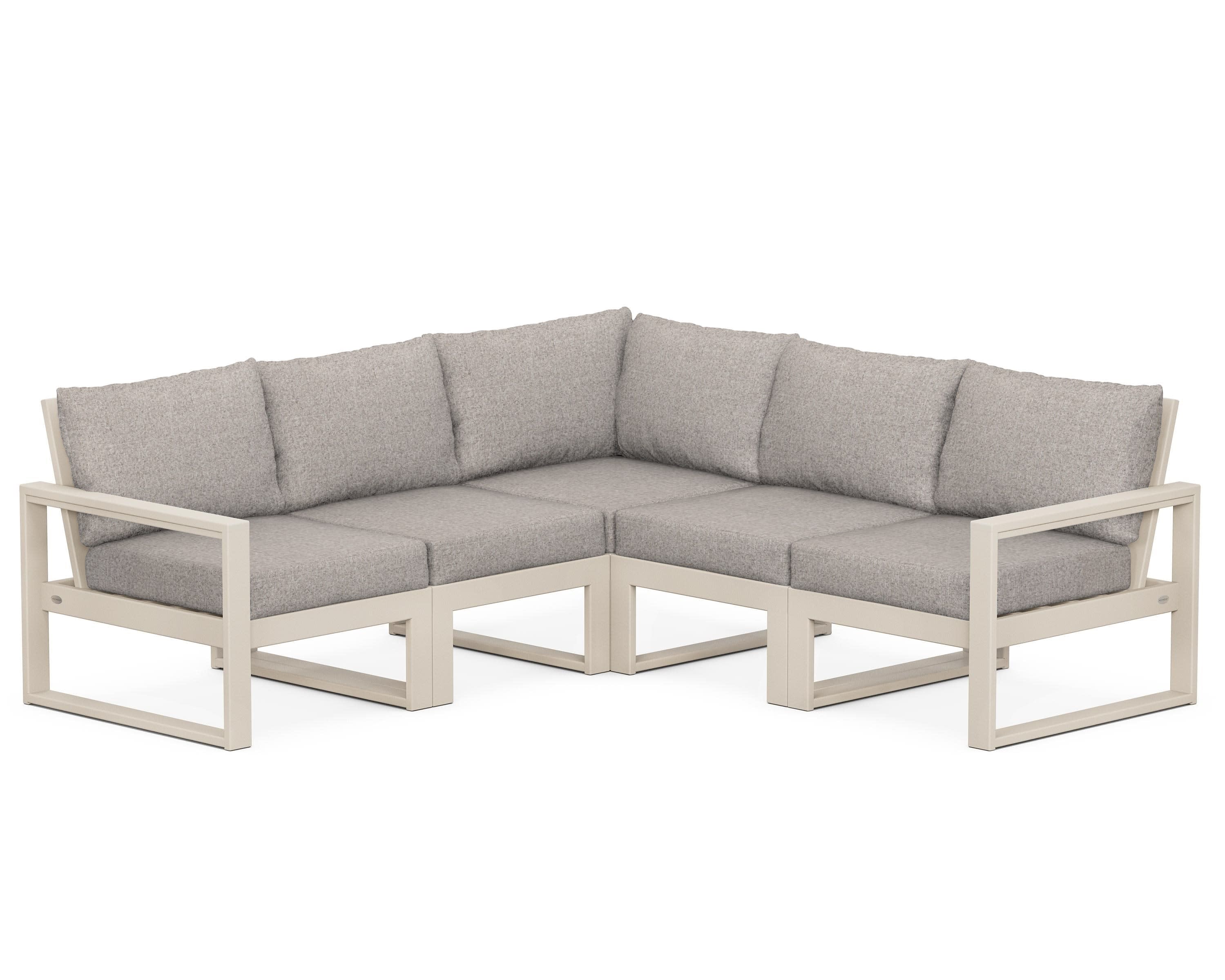 EDGE 5-Piece Modular Deep Seating Set in Sand / Weathered Tweed