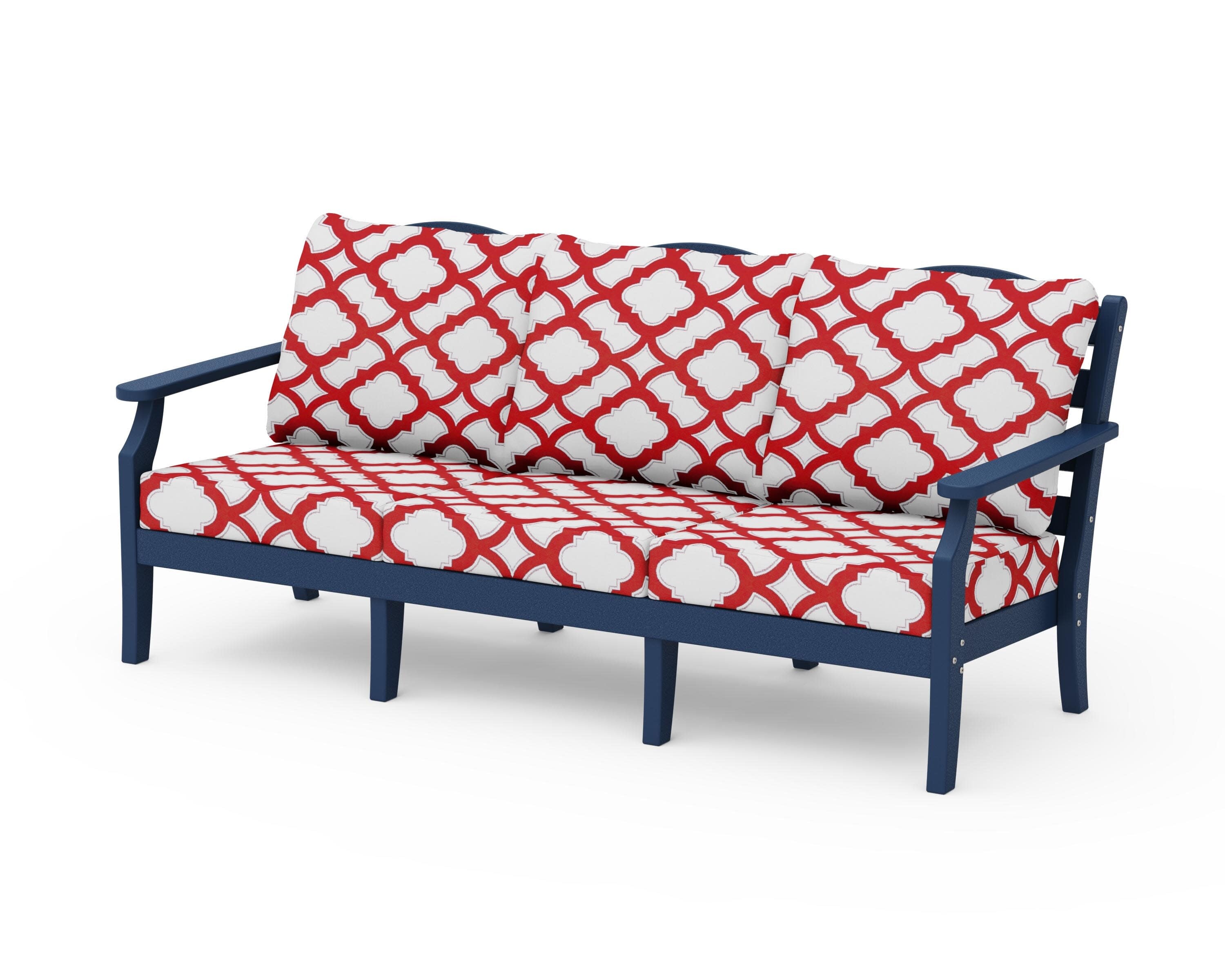 Savannah Deep Seating Sofa in Navy / Trellis Crimson