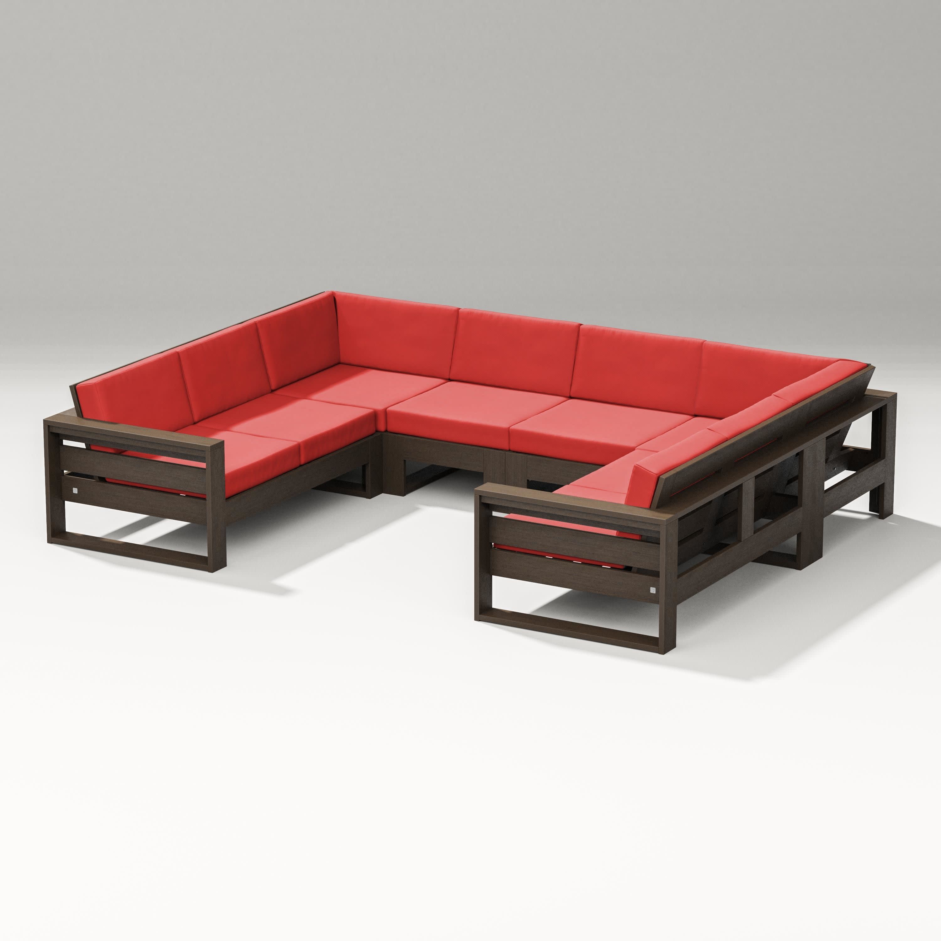 Latitude U-Shaped Sectional in Kona / Crimson Linen