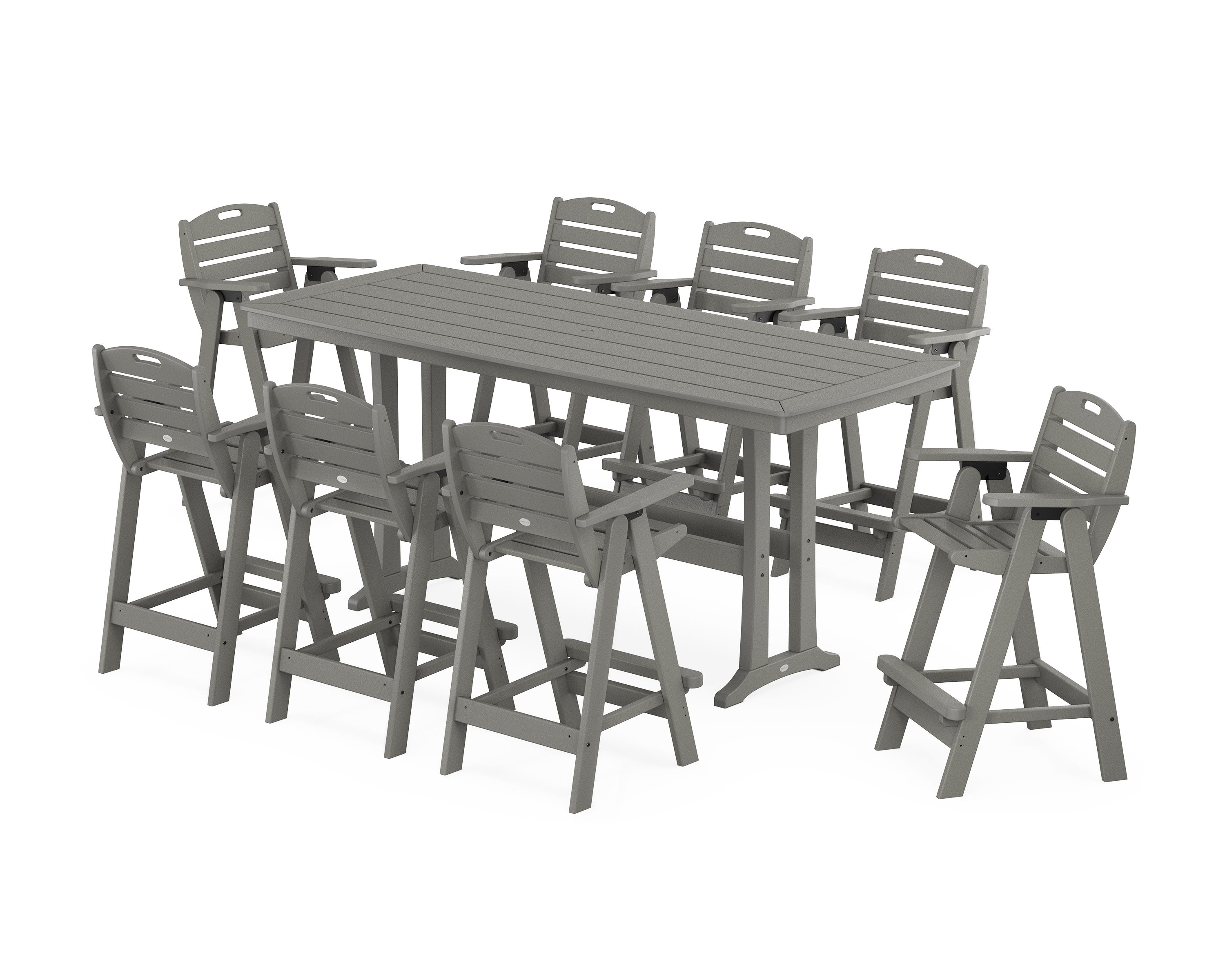Nautical 9-Piece Bar Set with Trestle Legs in Slate Grey