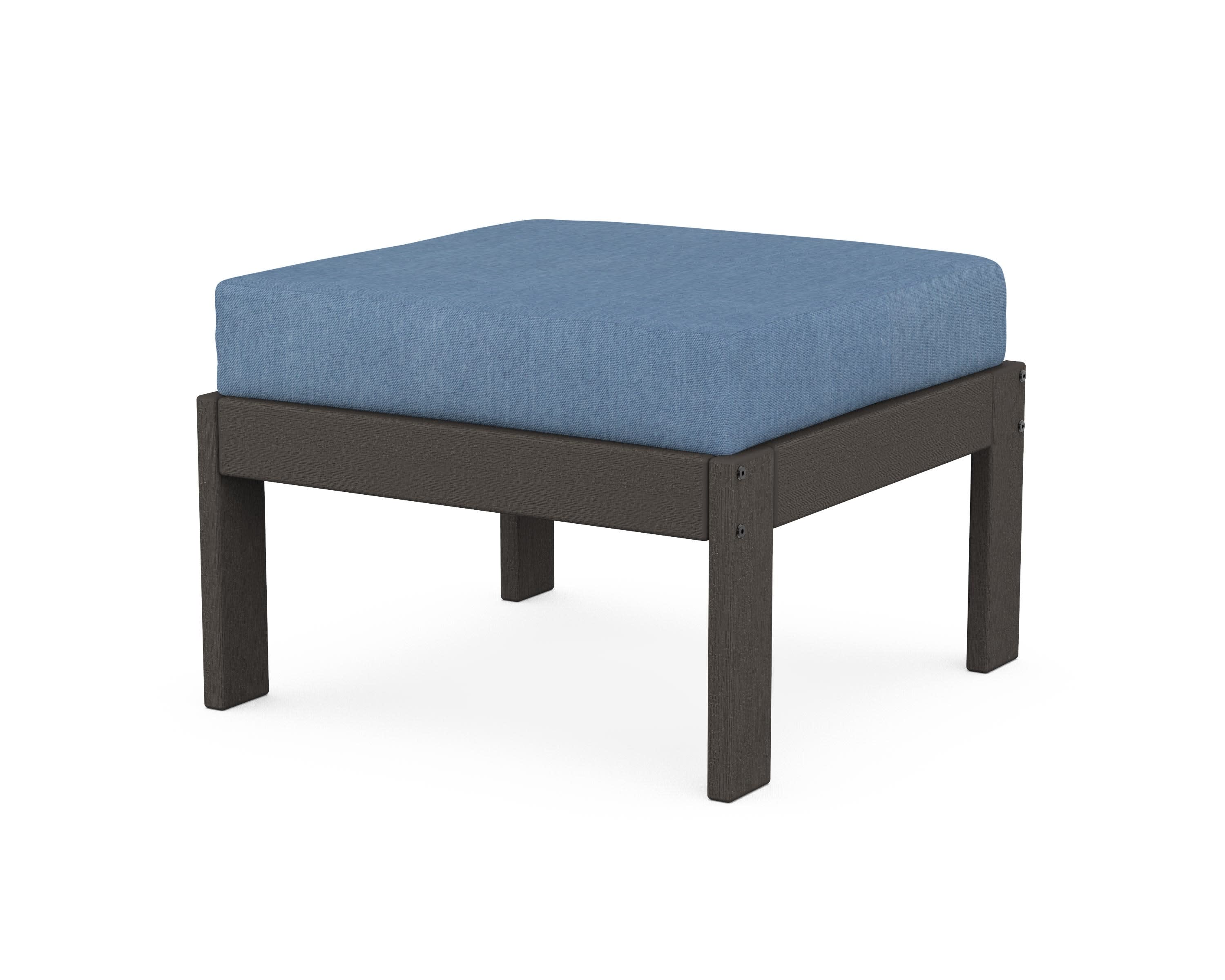 Vineyard Modular Ottoman in Vintage Coffee / Sky Blue