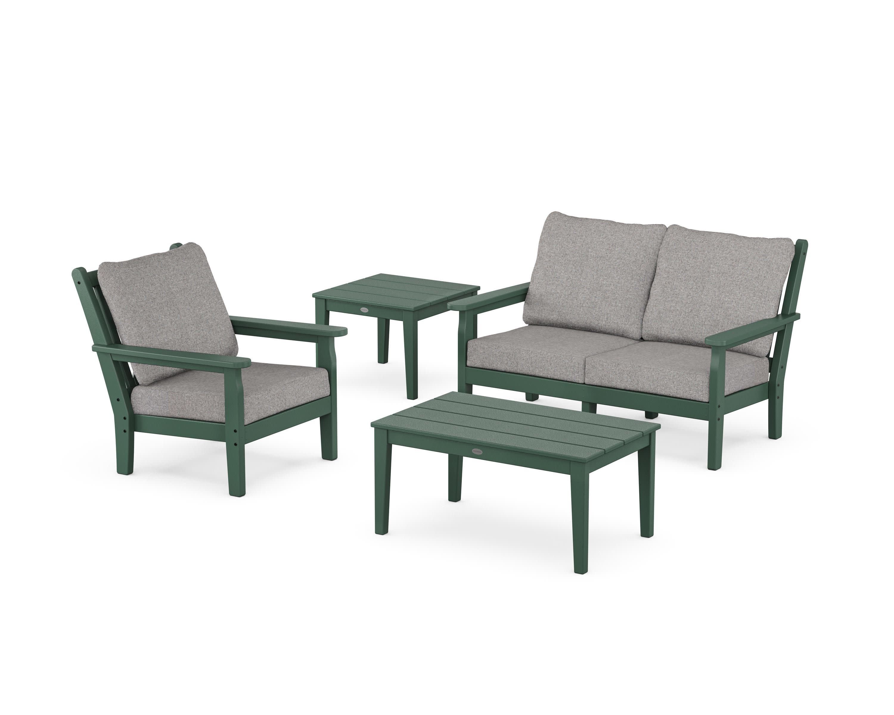 Chippendale 4-Piece Deep Seating Set in Green / Grey Mist