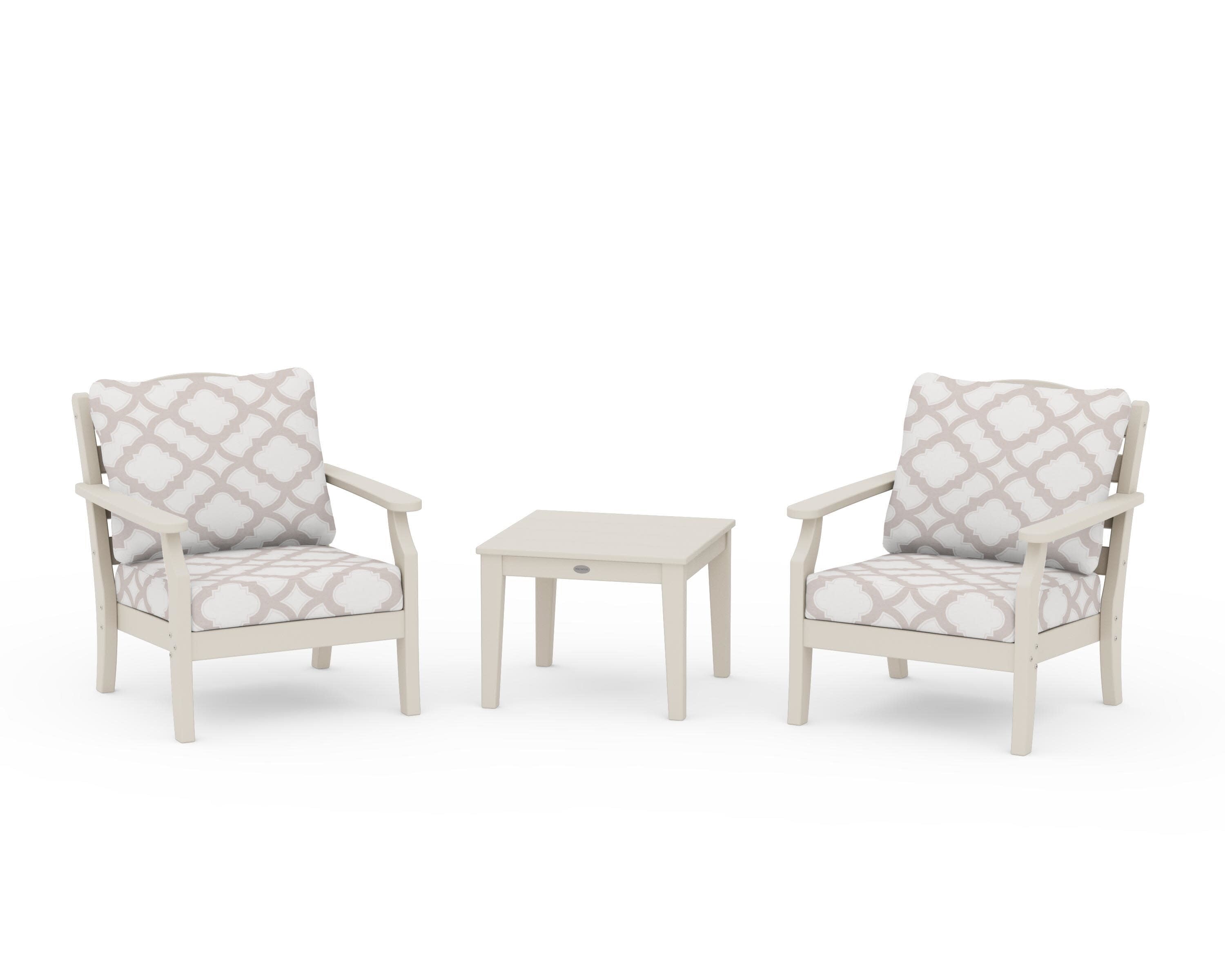 Savannah 3-Piece Deep Seating Set in Sand / Trellis Dune Burlap