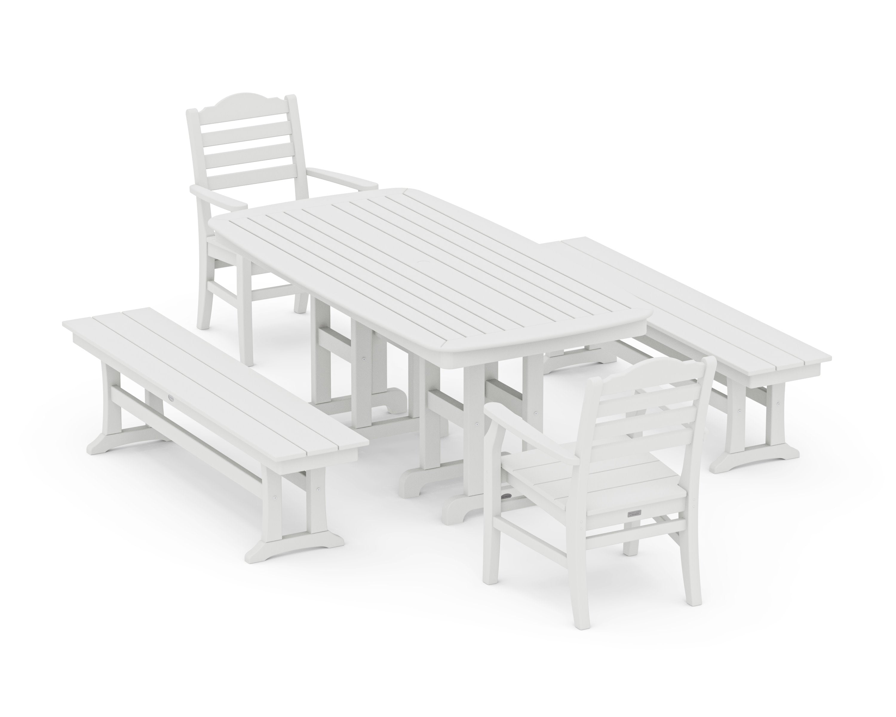 Savannah 5-Piece Dining Set with Benches in Vintage White