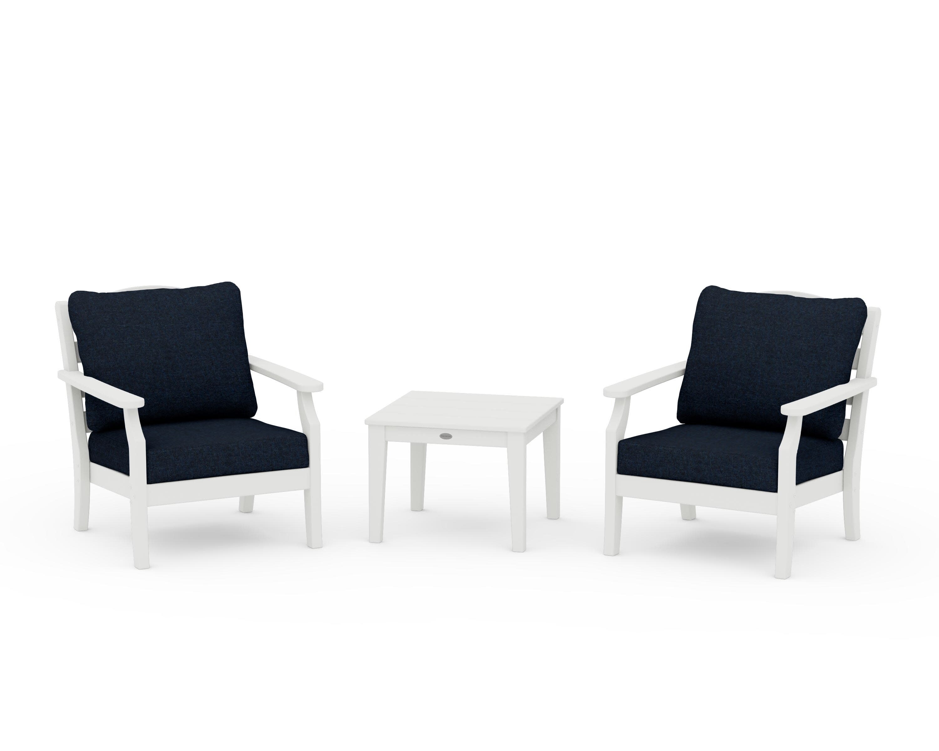 Savannah 3-Piece Deep Seating Set in Vintage White / Marine Indigo