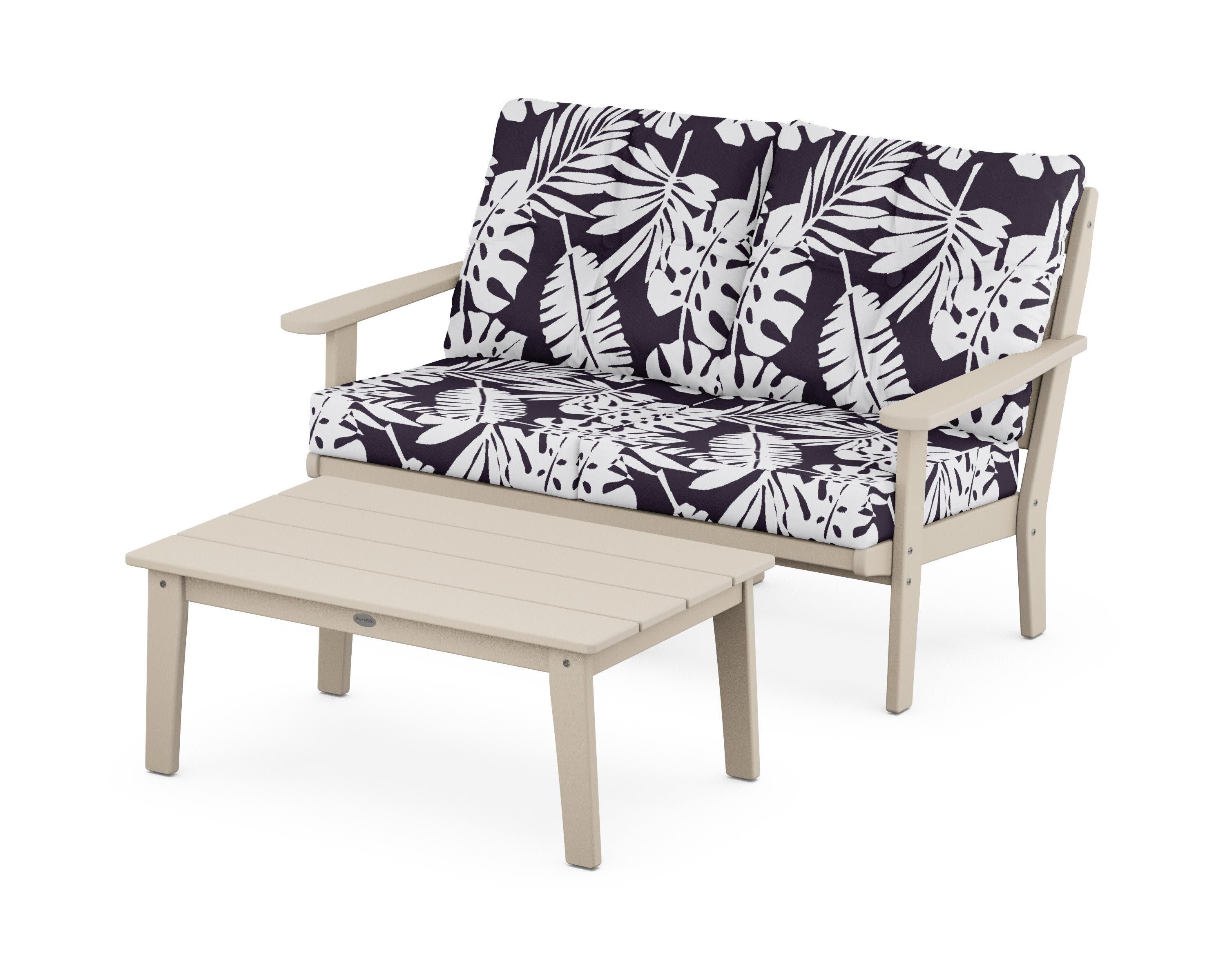 Lakeside 2-Piece Lounge Loveseat Set in Sand / Leaf Navy