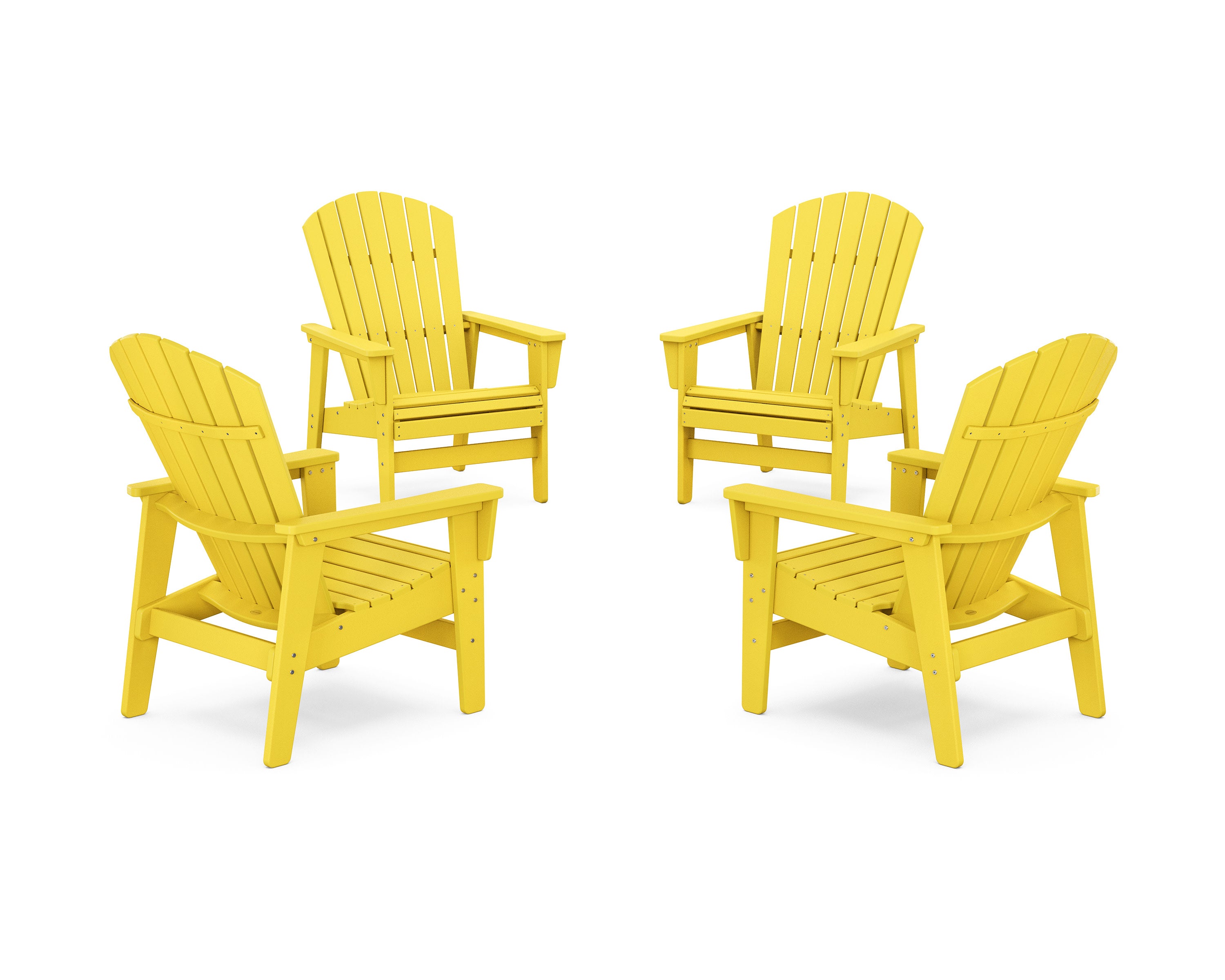 4-Piece Nautical Grand Upright Adirondack Chair Conversation Set in Lemon