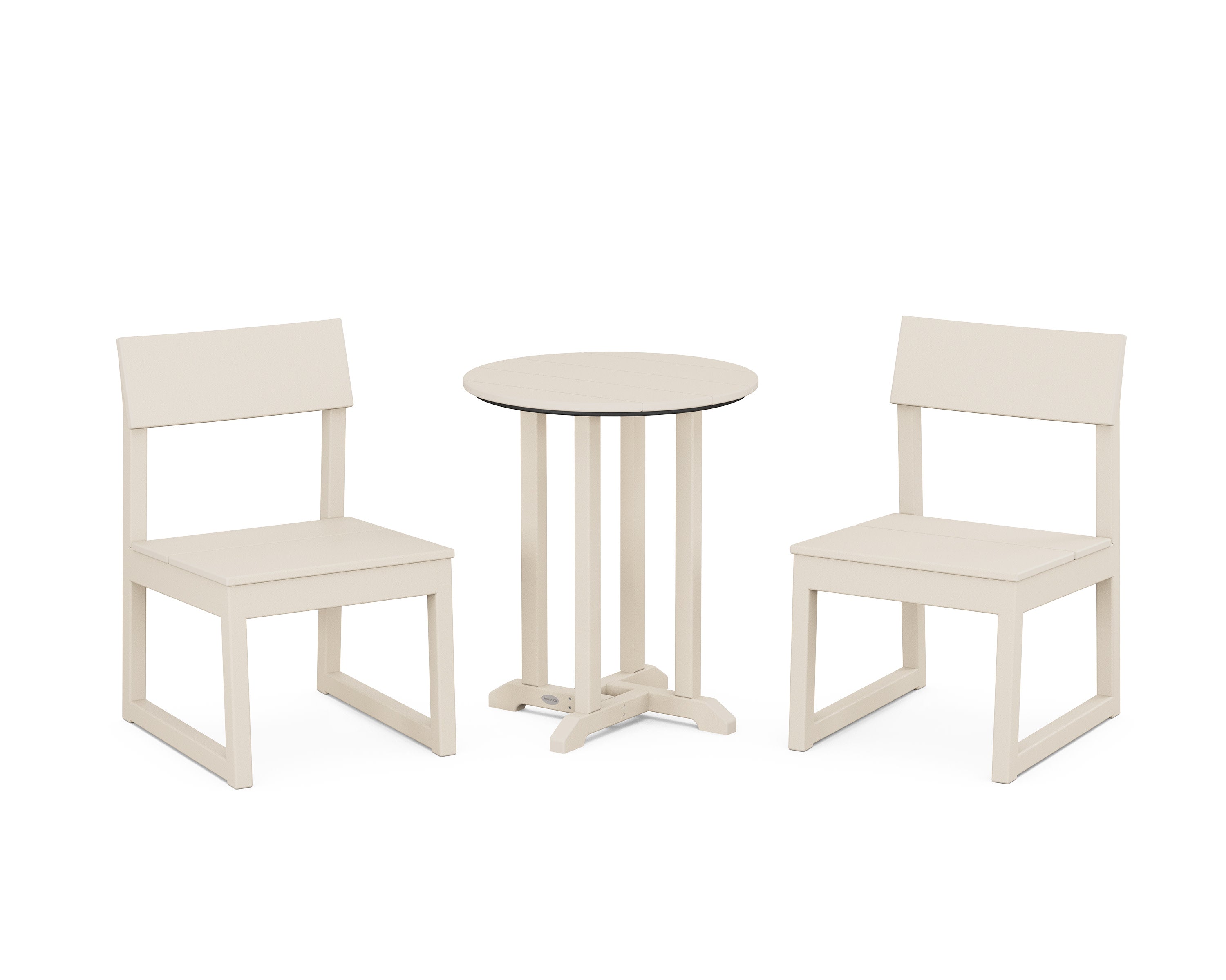 EDGE Side Chair 3-Piece Round Bistro Dining Set in Sand