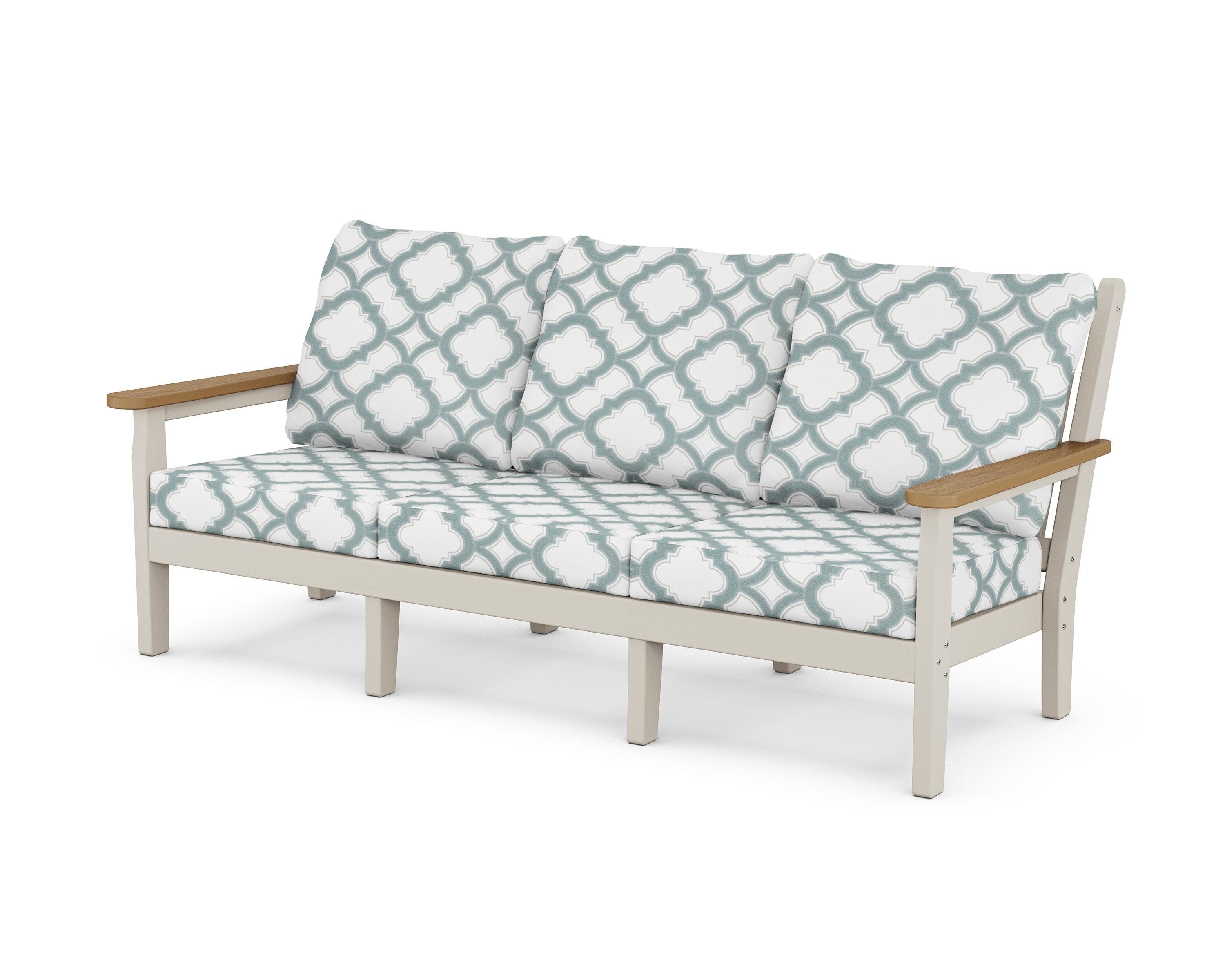 Chippendale Deep Seating Sofa in Sand / Natural / Trellis Glacier Spa