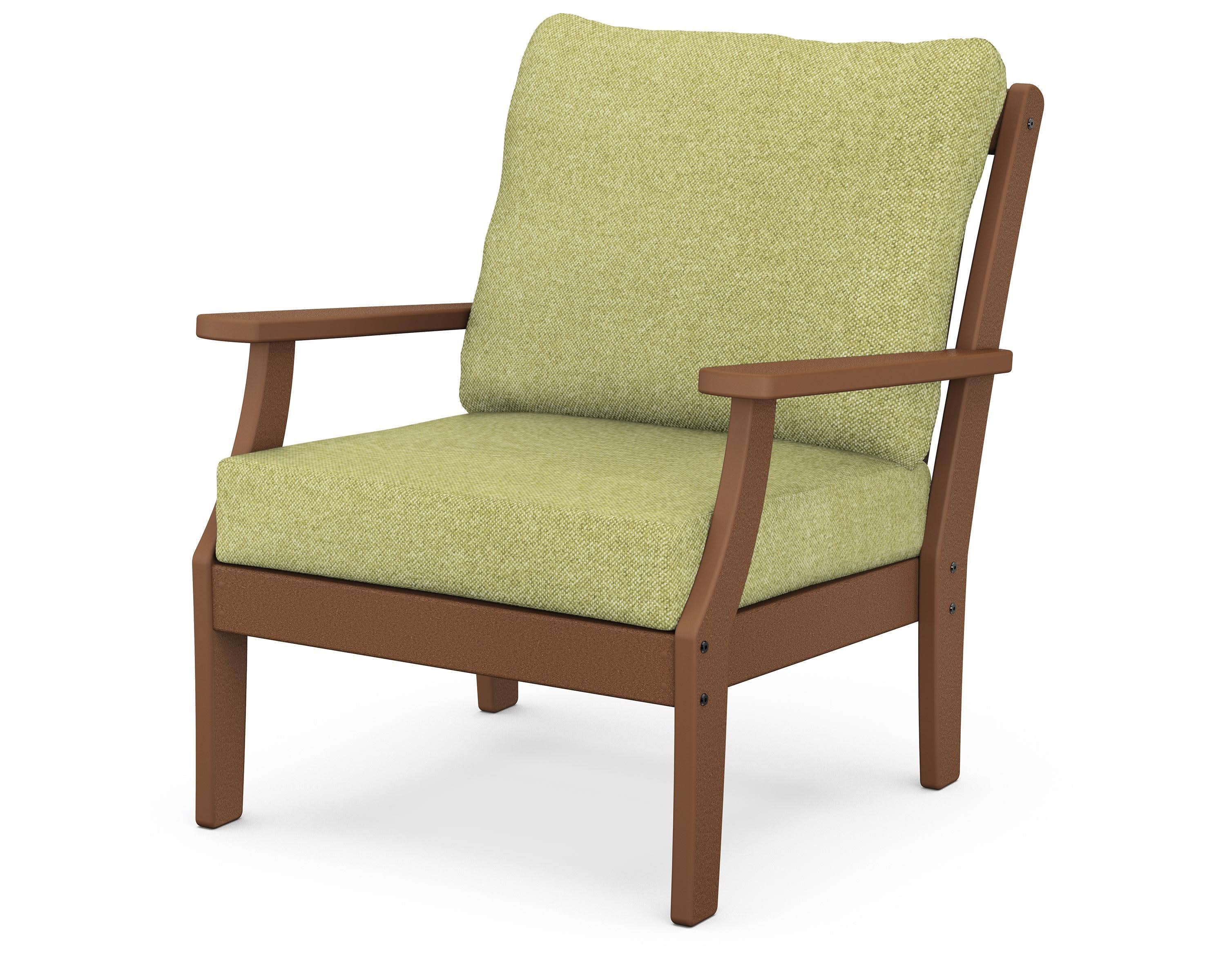 Braxton Deep Seating Chair in Teak / Chartreuse Boucle