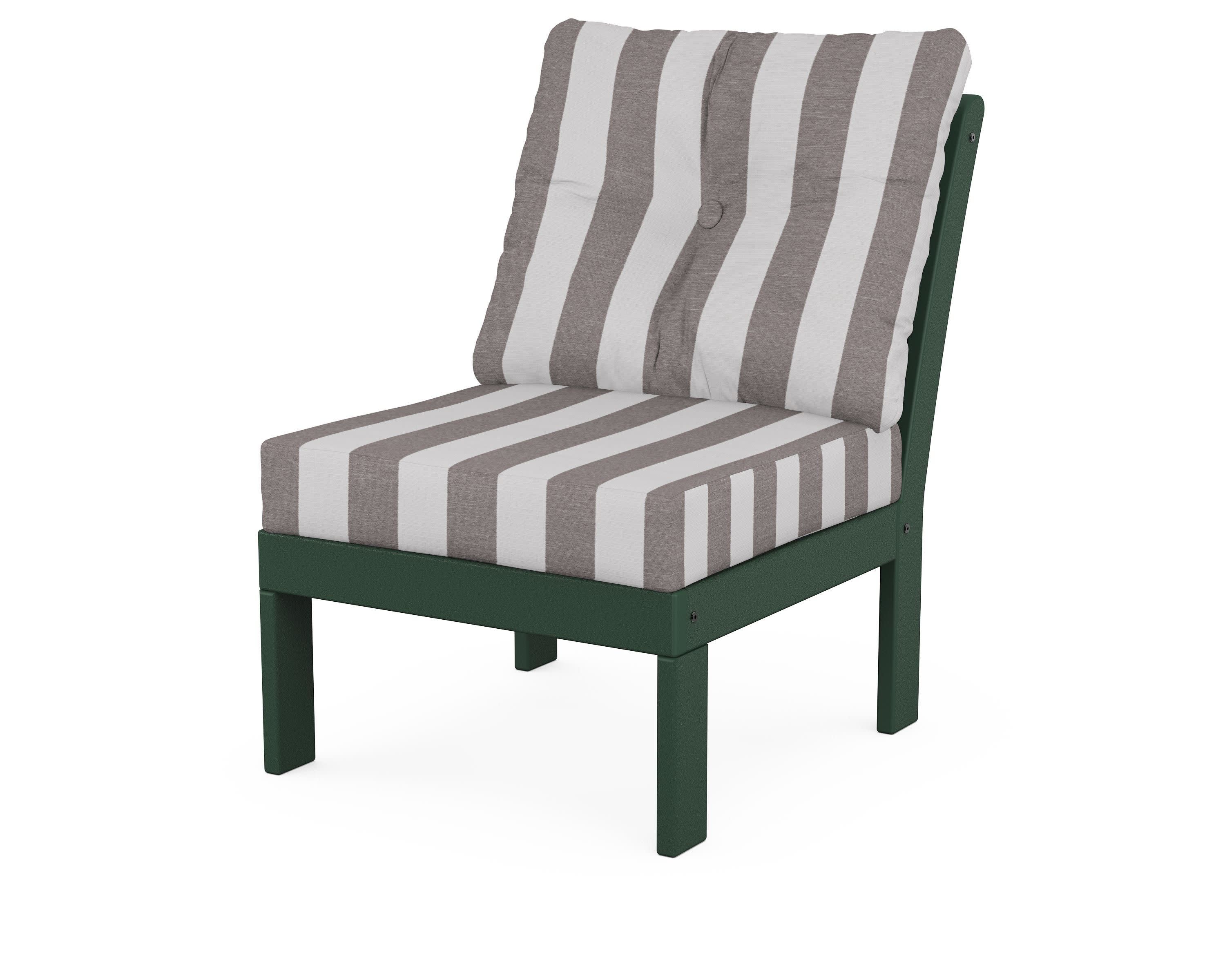Vineyard Modular Armless Chair in Green / Cabana Stripe Grey Mist