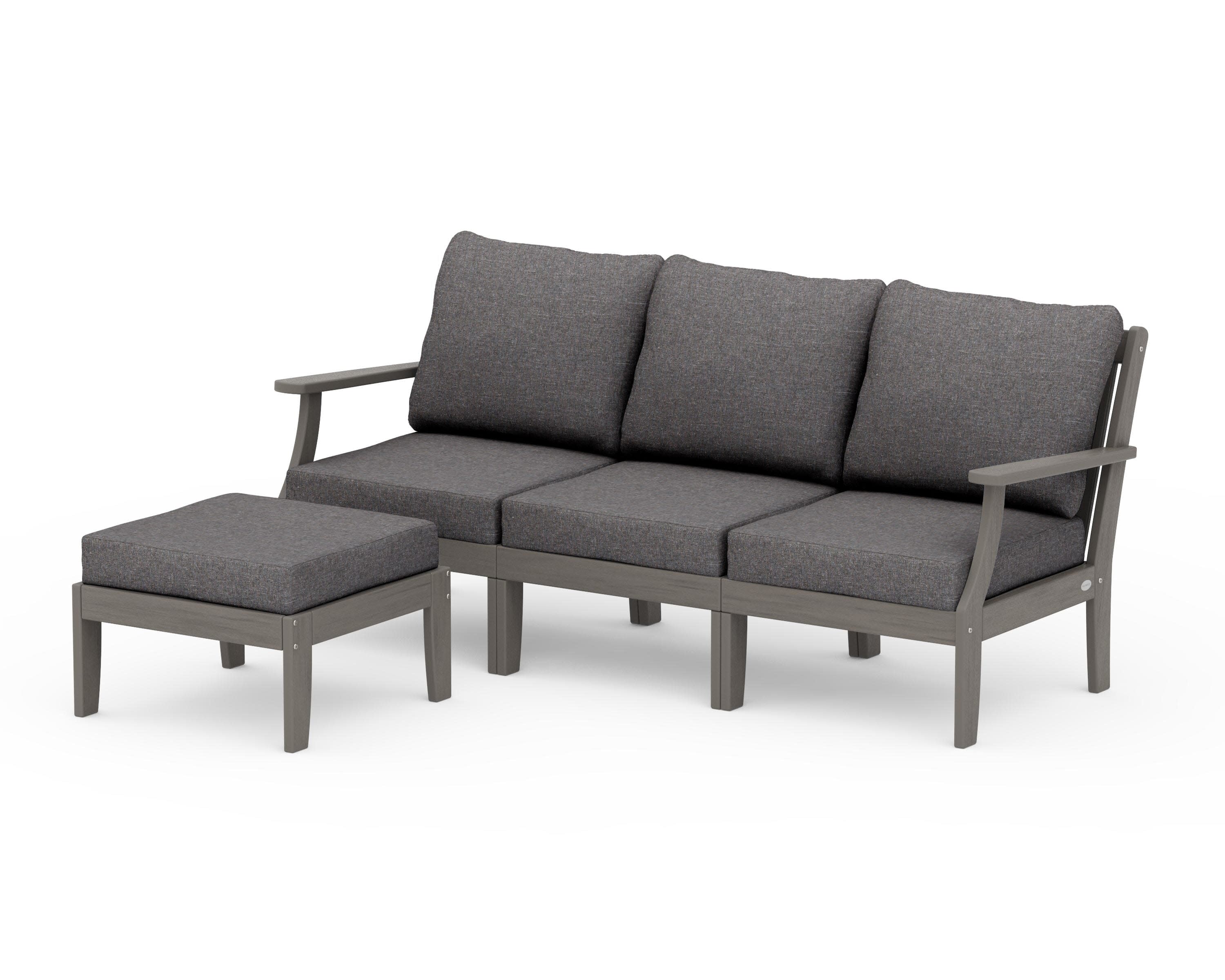 Braxton Modular 4-Piece Deep Seating Set with Ottoman in Driftwood / Ash Charcoal