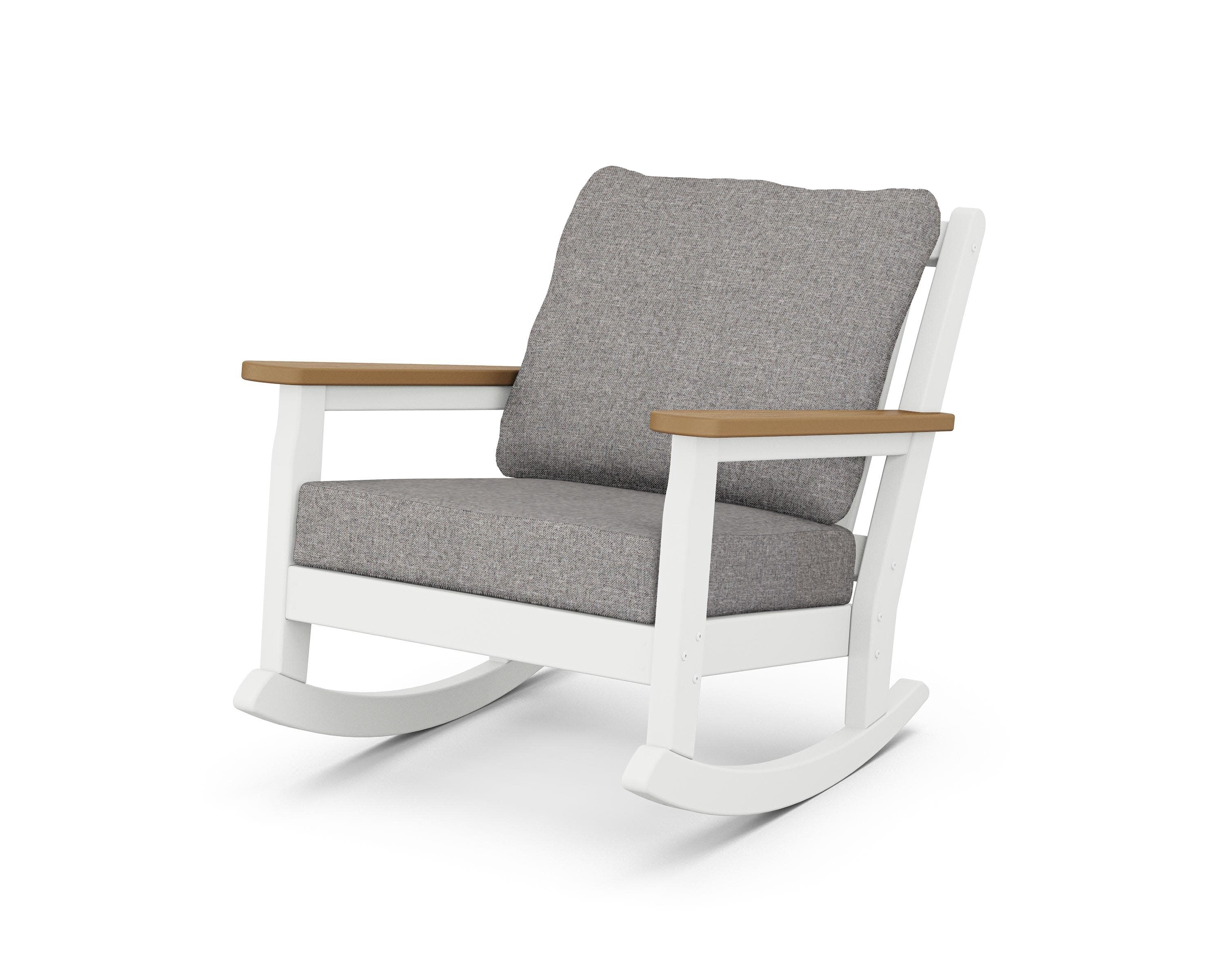Chippendale Deep Seating Rocking Chair in White / Natural / Grey Mist