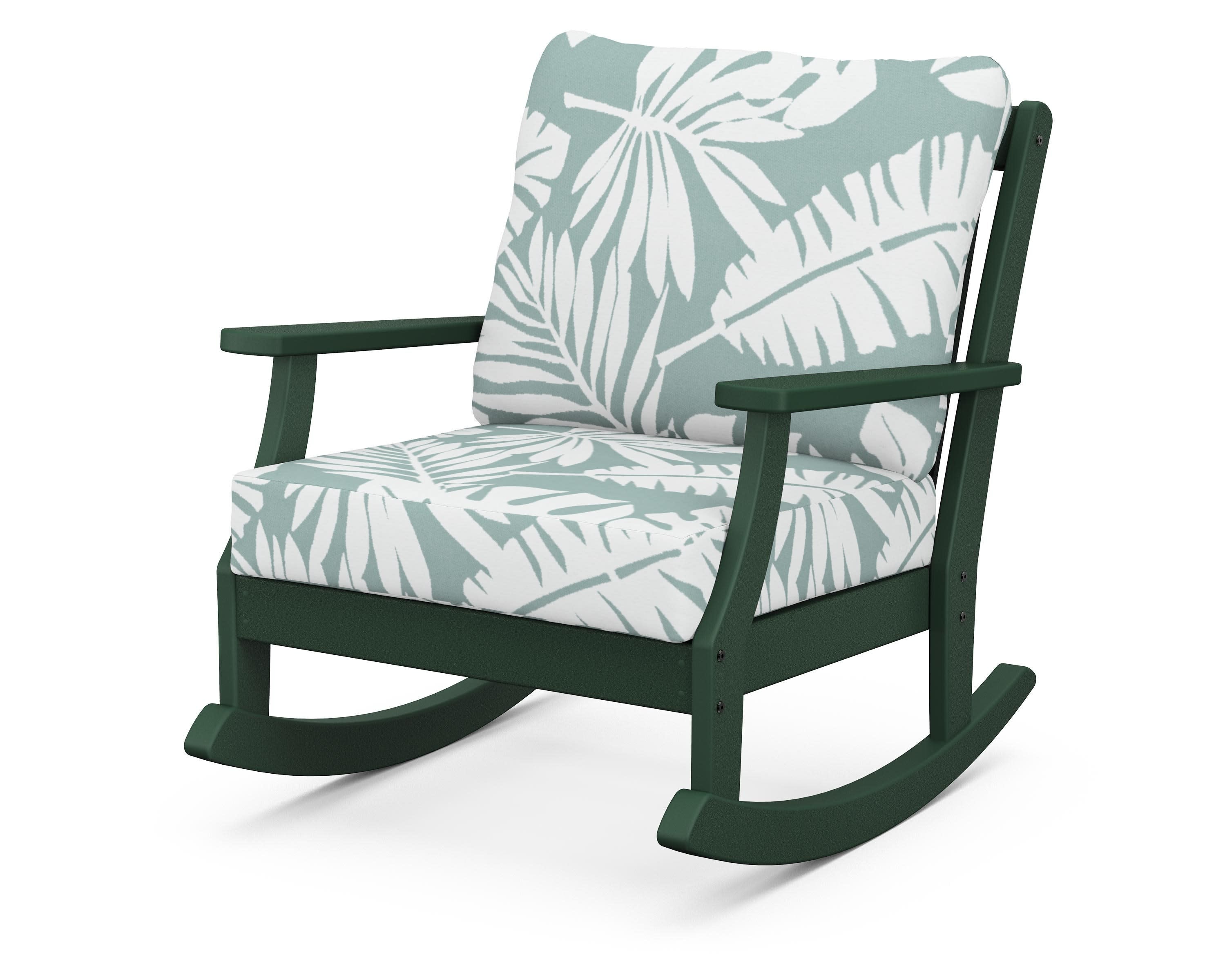 Braxton Deep Seating Rocking Chair in Green / Leaf Glacier Spa