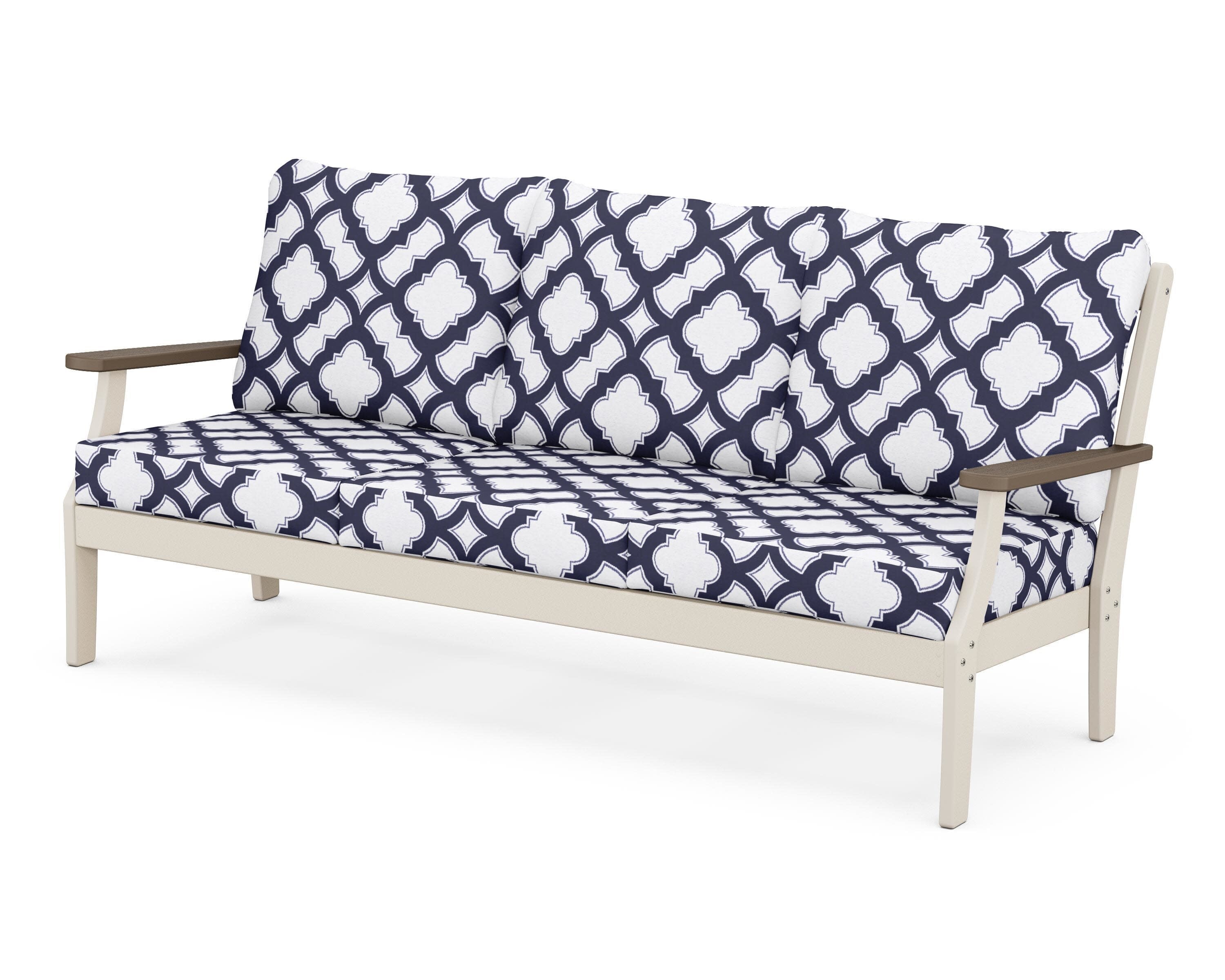 Braxton Deep Seating Sofa in Sand / Kona / Trellis Navy