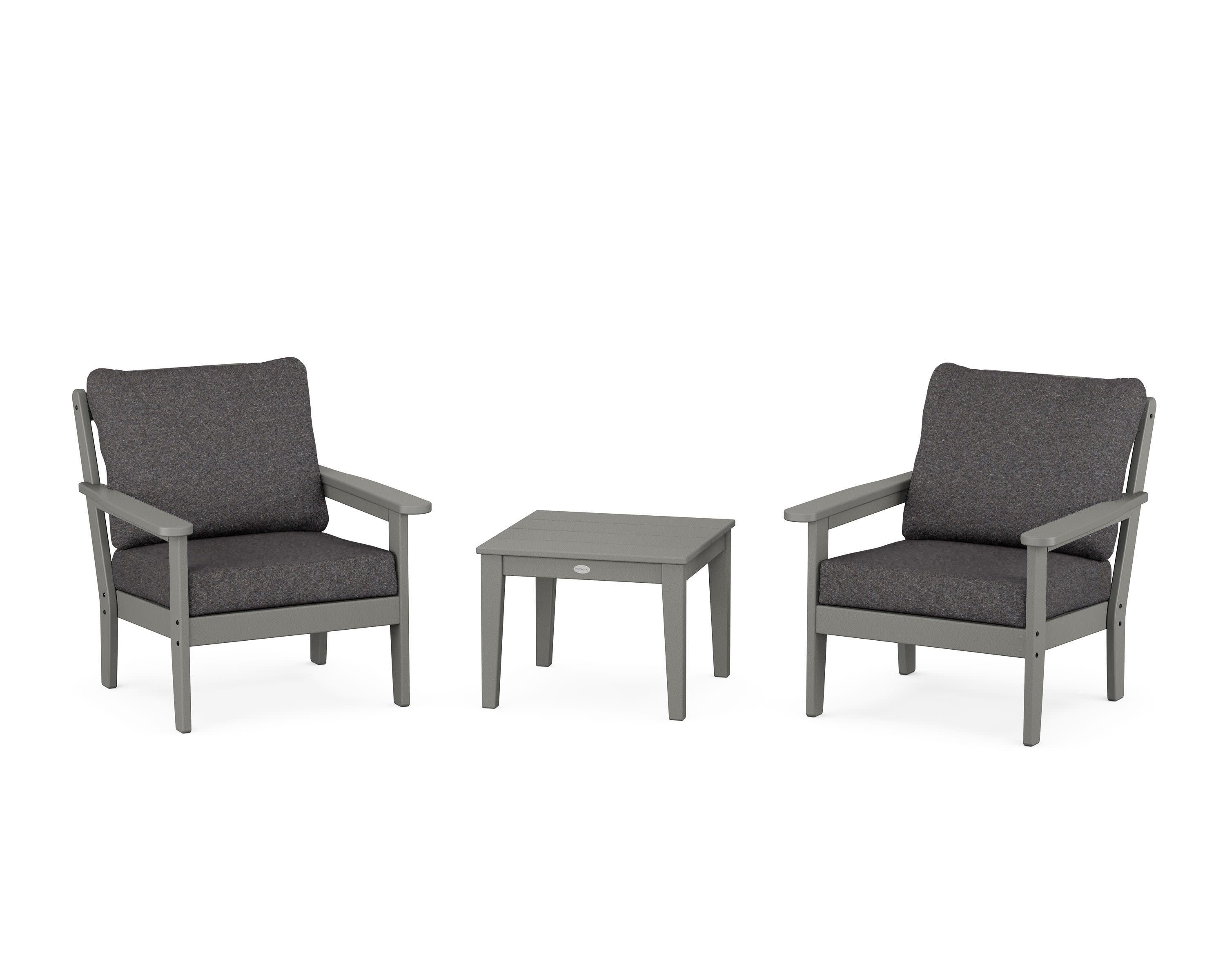 Cottage 3-Piece Deep Seating Set in Slate Grey / Ash Charcoal