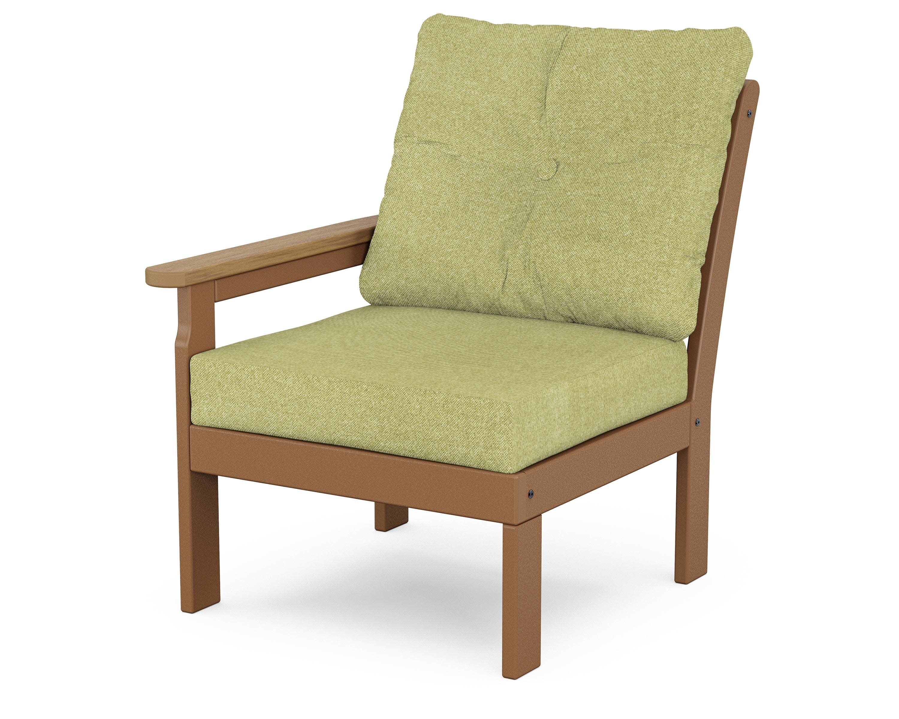 Vineyard Modular Left Arm Chair in Teak / Natural / Chartreuse Boucle