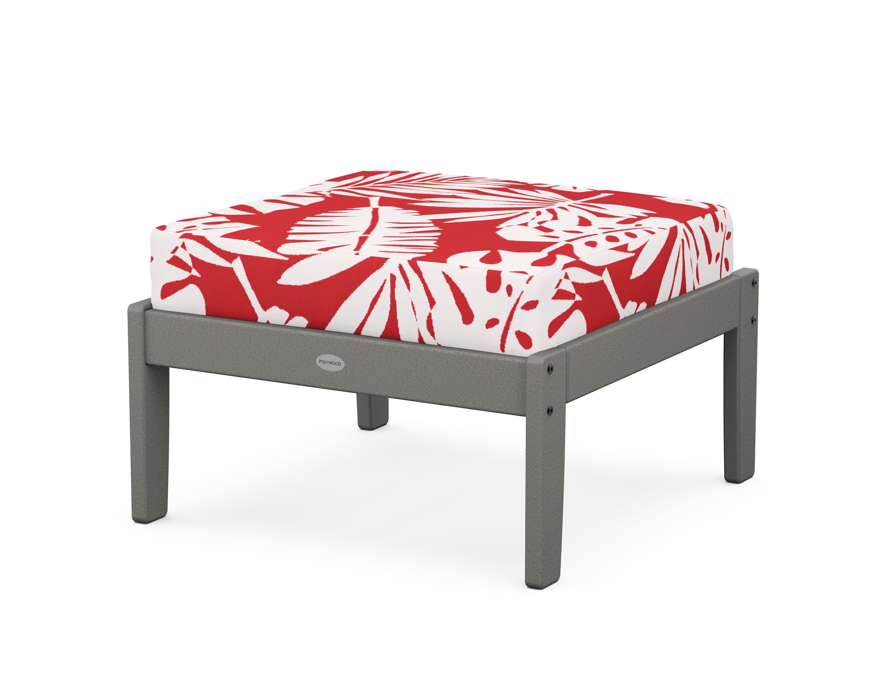 Braxton Deep Seating Ottoman in Slate Grey / Leaf Crimson