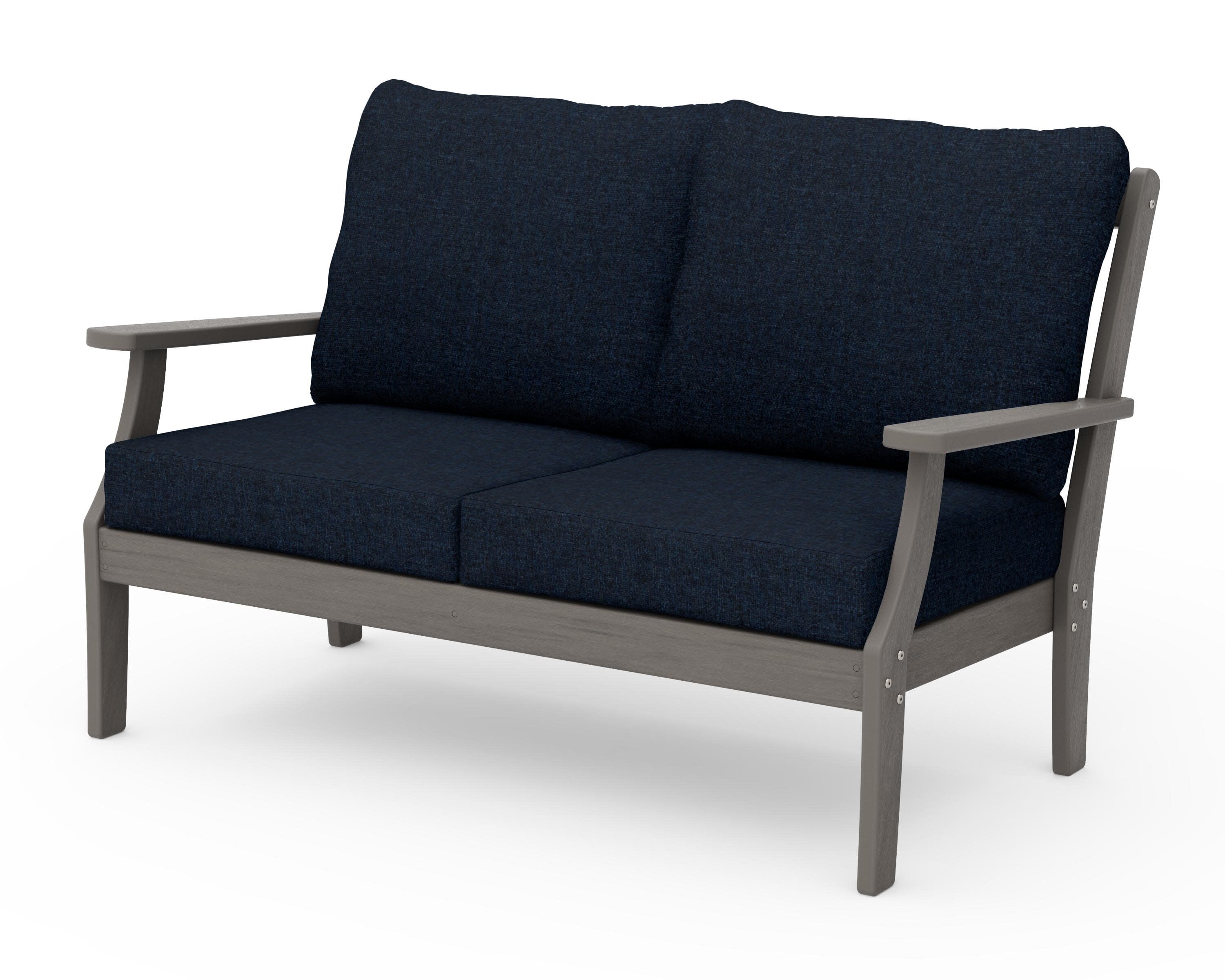 Braxton Deep Seating Loveseat in Driftwood / Marine Indigo