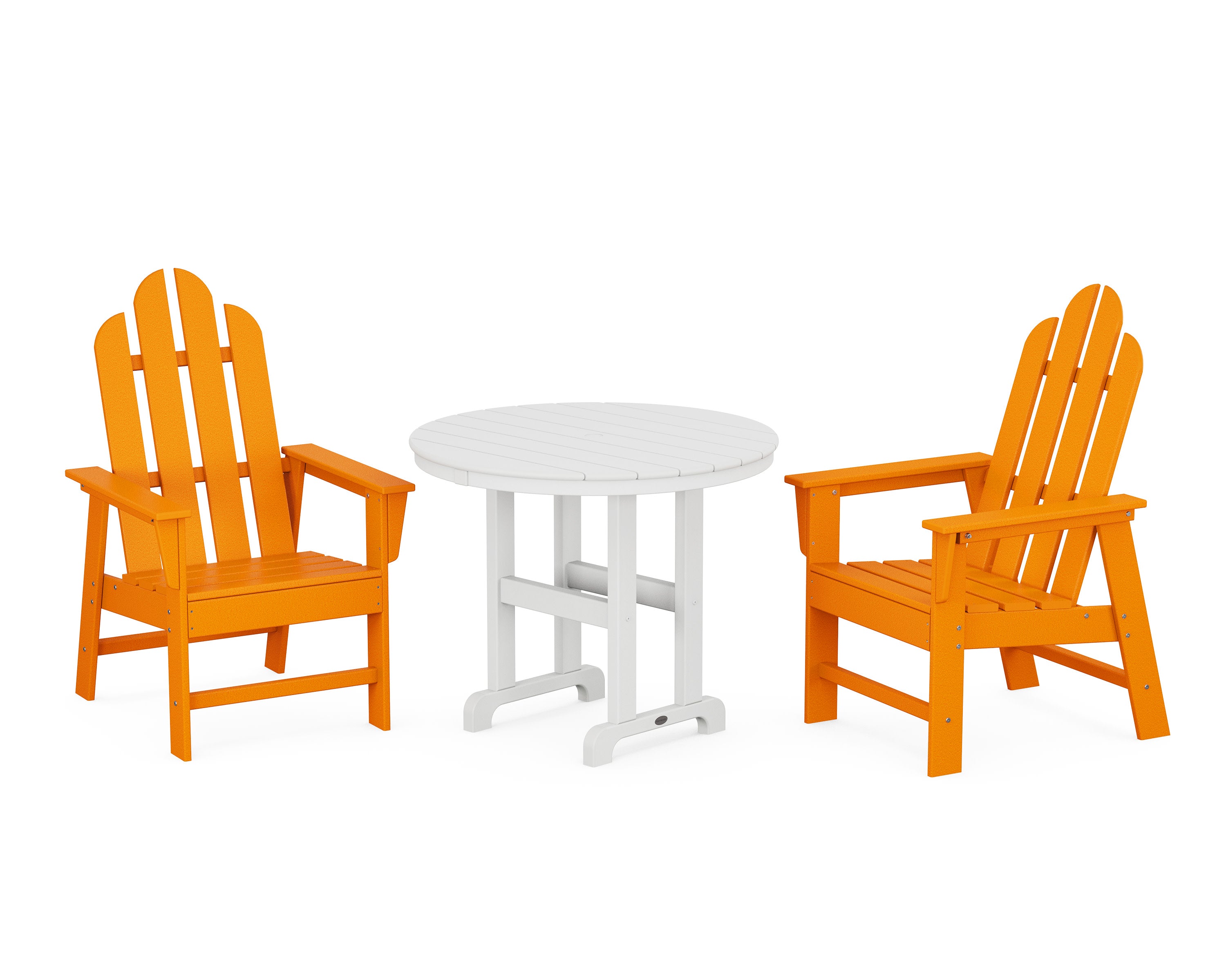 Long Island 3-Piece Round Dining Set in Tangerine / White