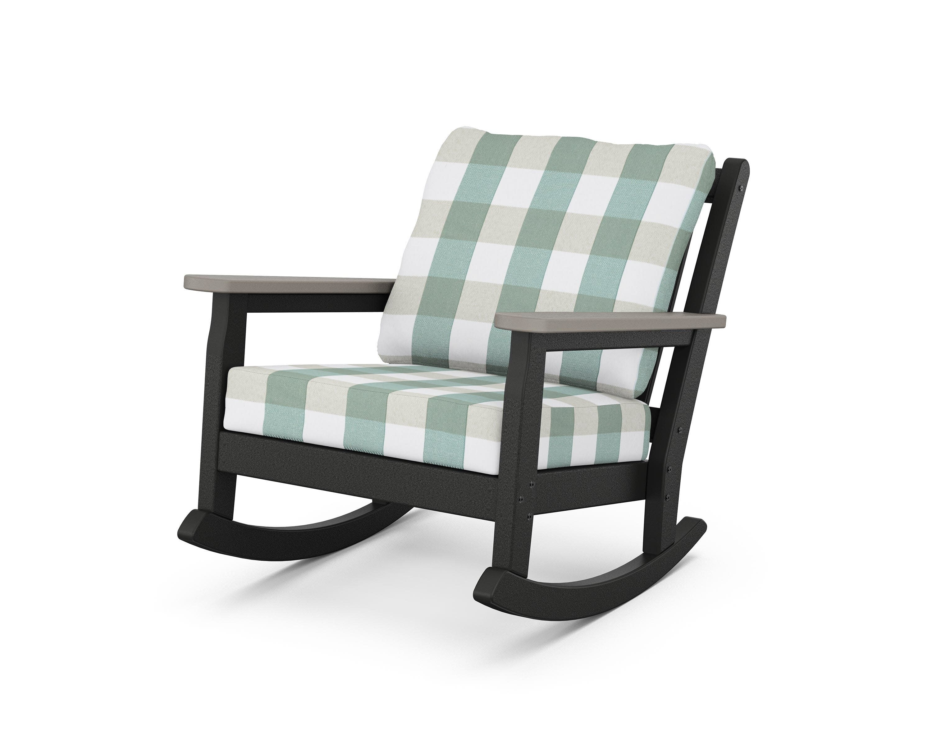 Chippendale Deep Seating Rocking Chair in Black / Driftwood / Buffalo Plaid Glacier Spa